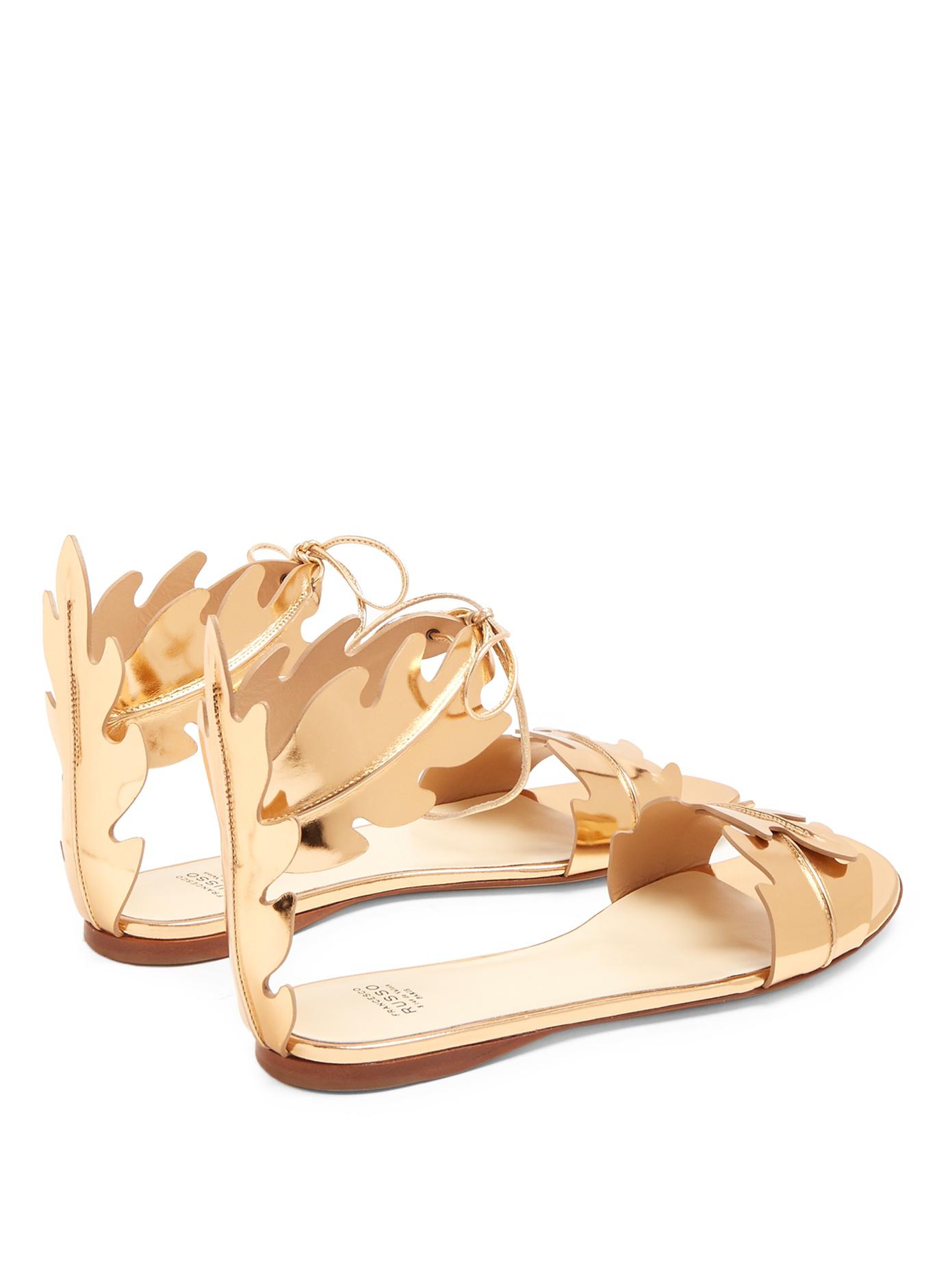 gold leaf sandals