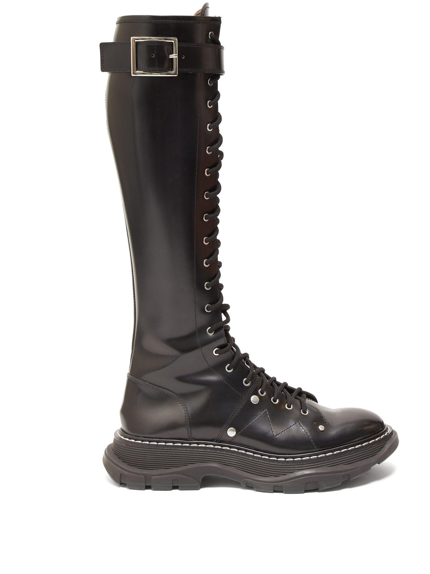Alexander McQueen Lace-up Patent-leather Military Boots in Black - Lyst