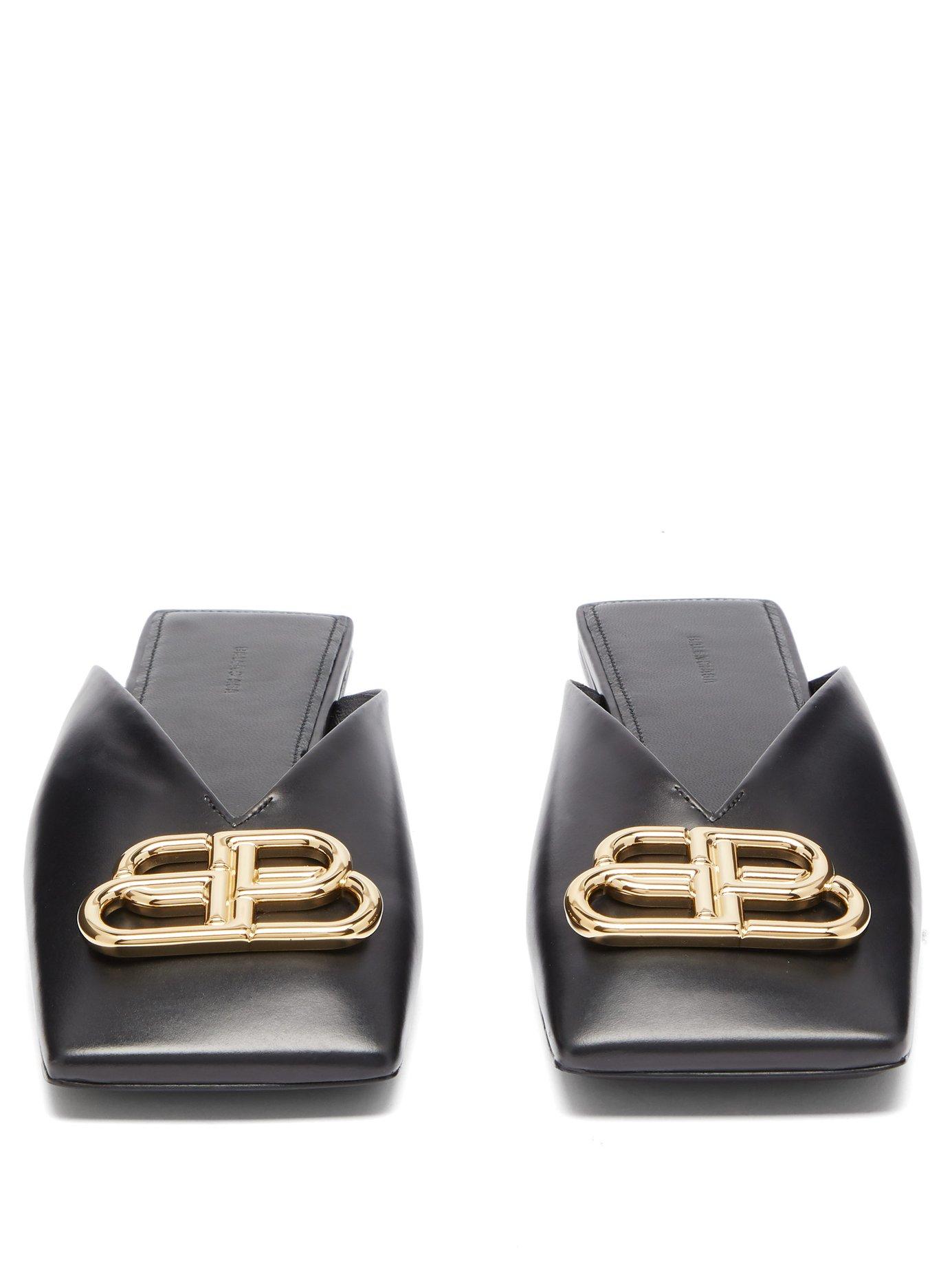 square toe leather mules balenciaga