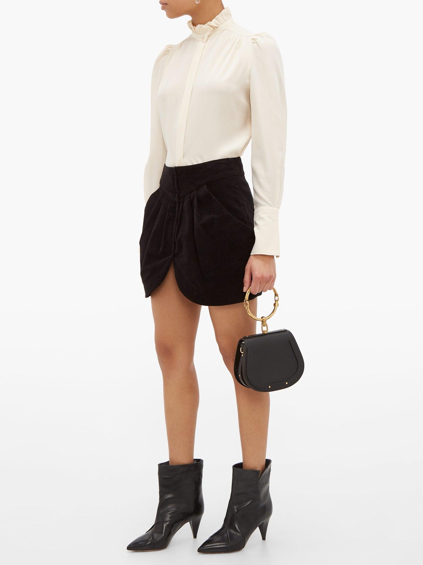Isabel Marant Leather Beliah Pleated Cotton-moleskin Mini Skirt in ...