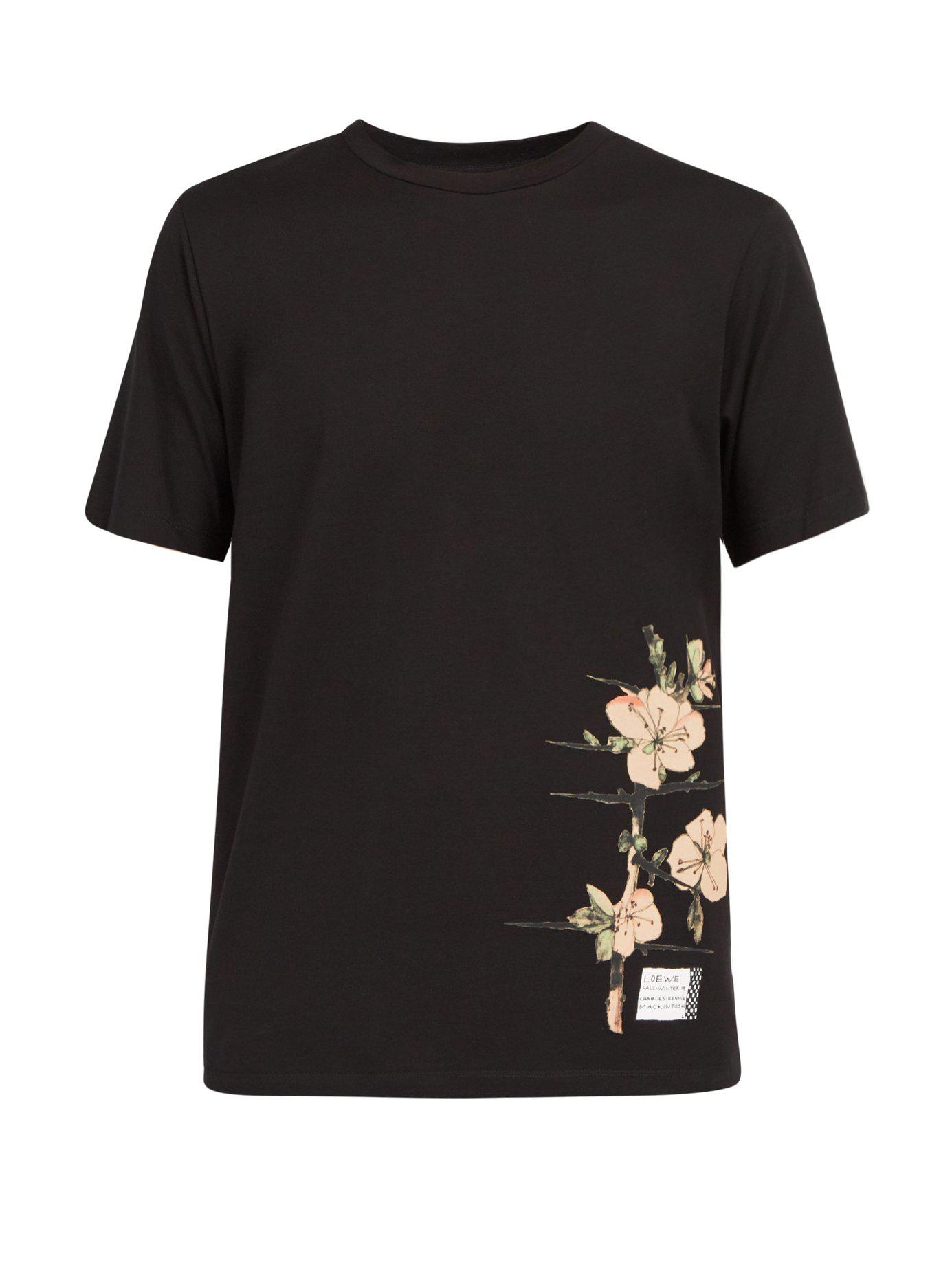 Loewe X Charles Rennie Mackintosh Printed Cotton T Shirt in Black for ...
