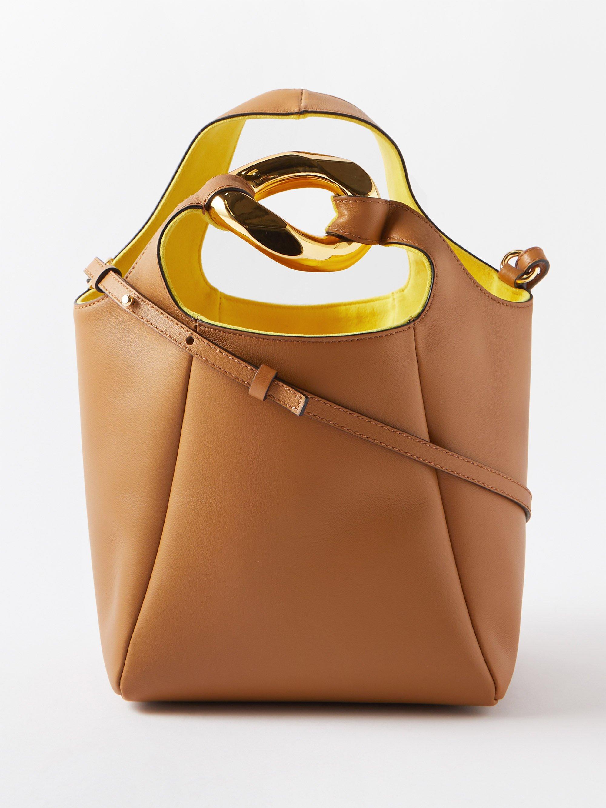 JW Anderson Chain Link Pochette Leather Crossbody Bag in Brown Lyst