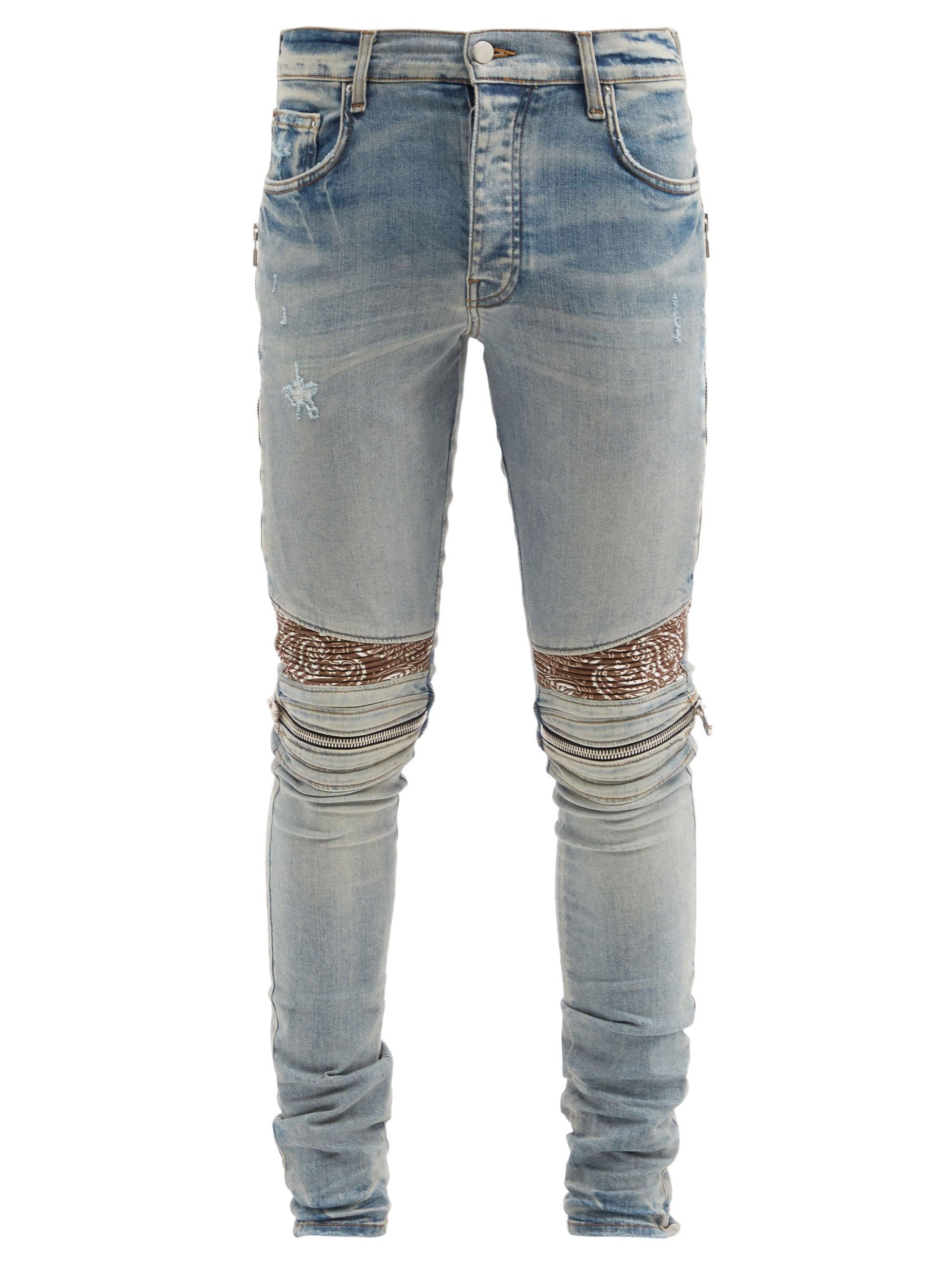 Amiri Mx2 Distressed Bandana Slim-leg Jeans in Blue for Men | Lyst