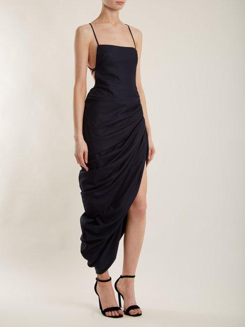 draped backless dress