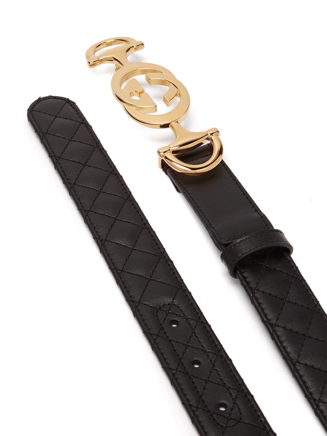 Gucci Horsebit Buckle Quilted Leather Belt in Black - Lyst