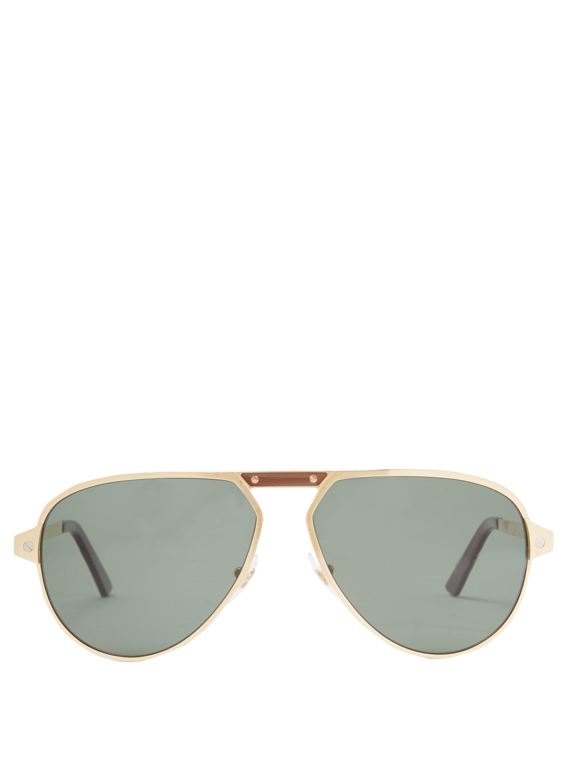 Cartier Santos De Cartier Aviator Metal Sunglasses in Metallic for Men |  Lyst