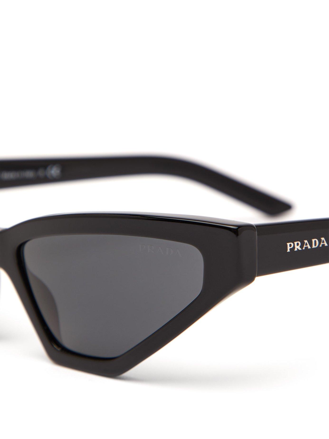 Prada Leather Angular Cat Eye Acetate Sunglasses in Black | Lyst