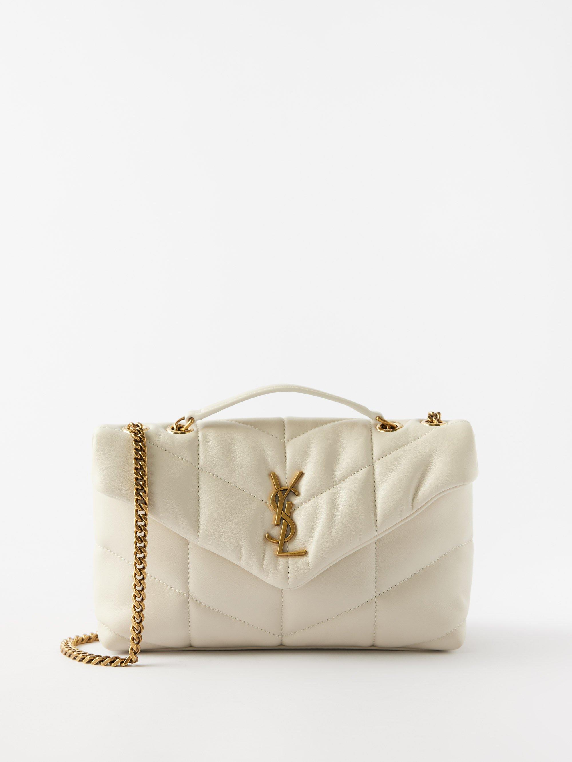 Saint Laurent Puffer Toy Mini Quilted Leather Crossbody Bag in Natural