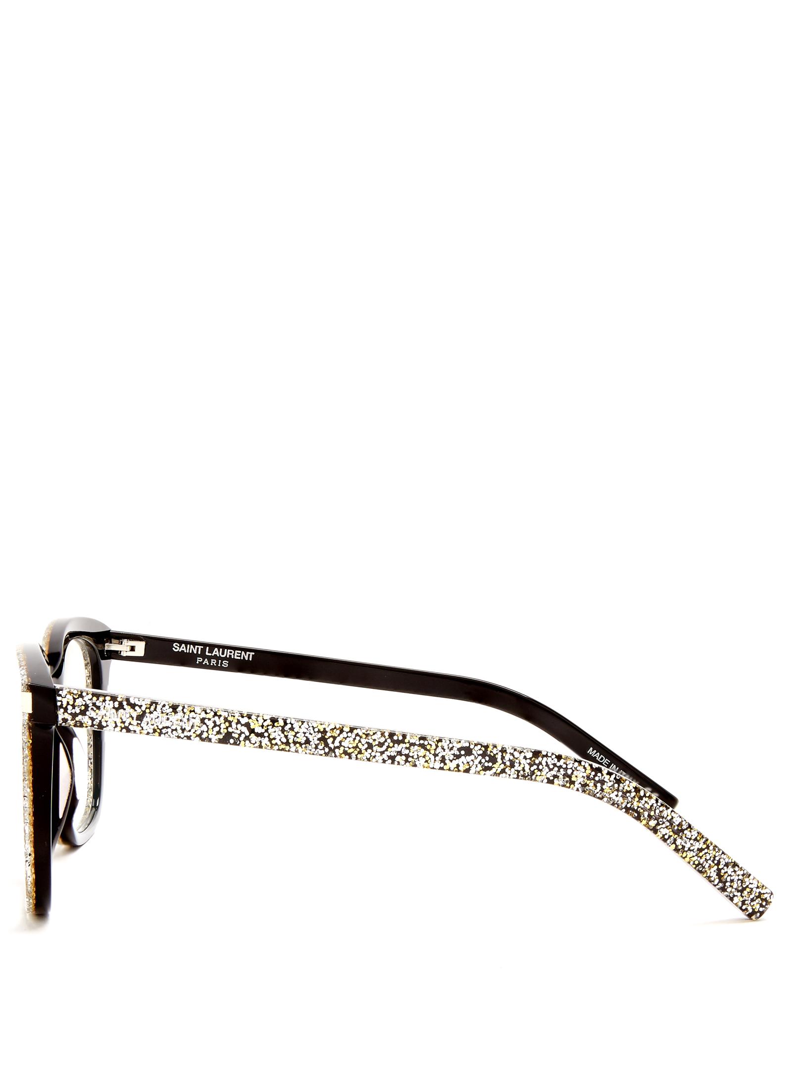 Saint Laurent D-frame Glitter-acetate Glasses in Metallic | Lyst