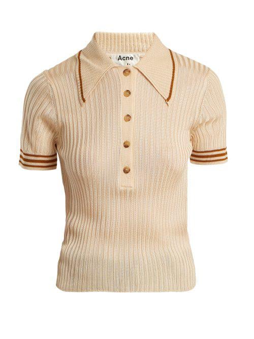 Acne Studios Shanita Ribbed-knit Polo-shirt in White | Lyst Canada