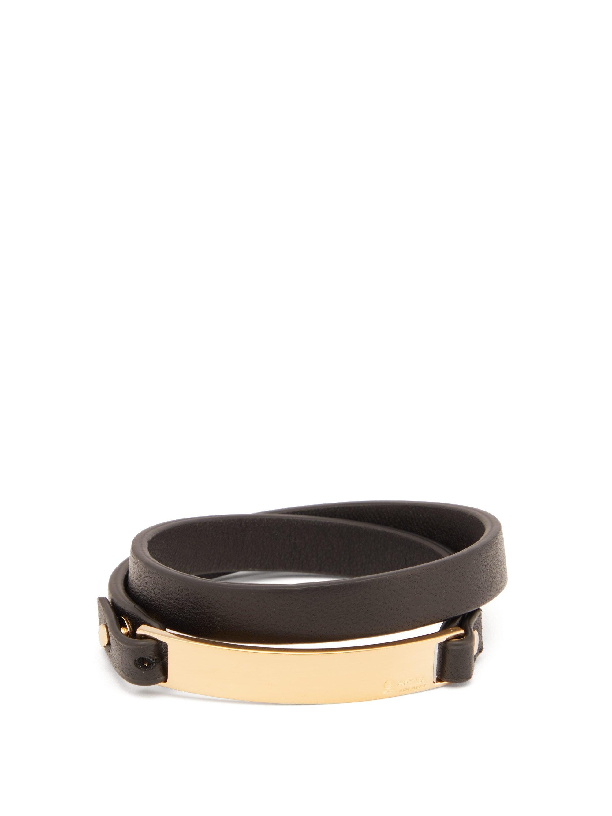 Bottega Veneta Double-wrap Id-tag Leather Bracelet for Men | Lyst