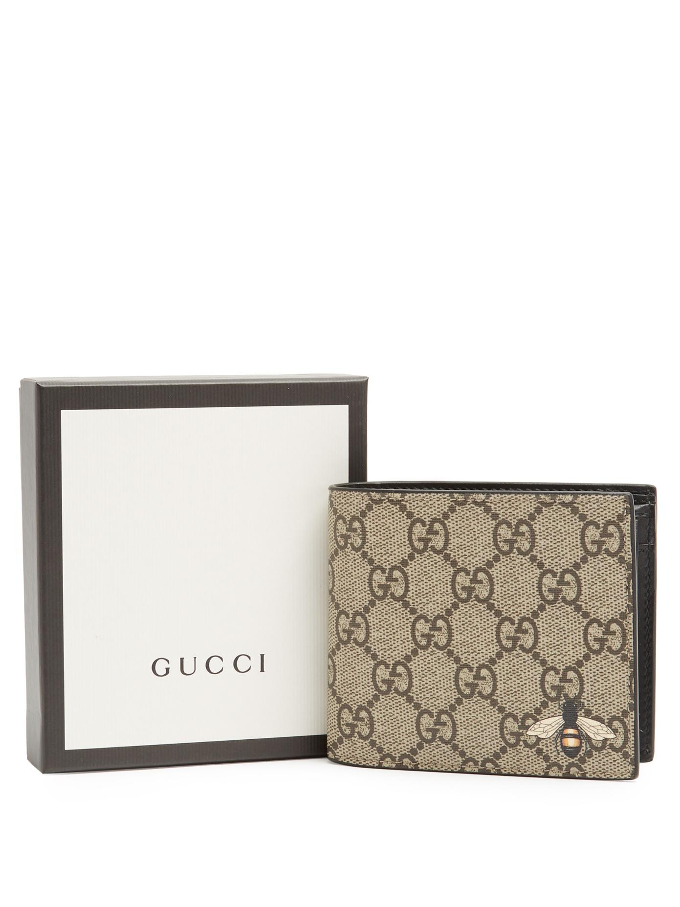 Gucci Canvas Gg Supreme Bee-print Wallet in Brown for Men - Lyst