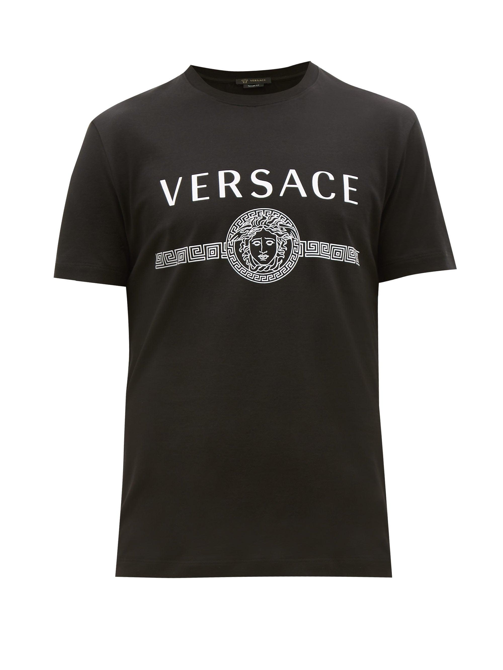 Versace Medusa-head Logo-print Cotton T-shirt in Black for Men - Lyst