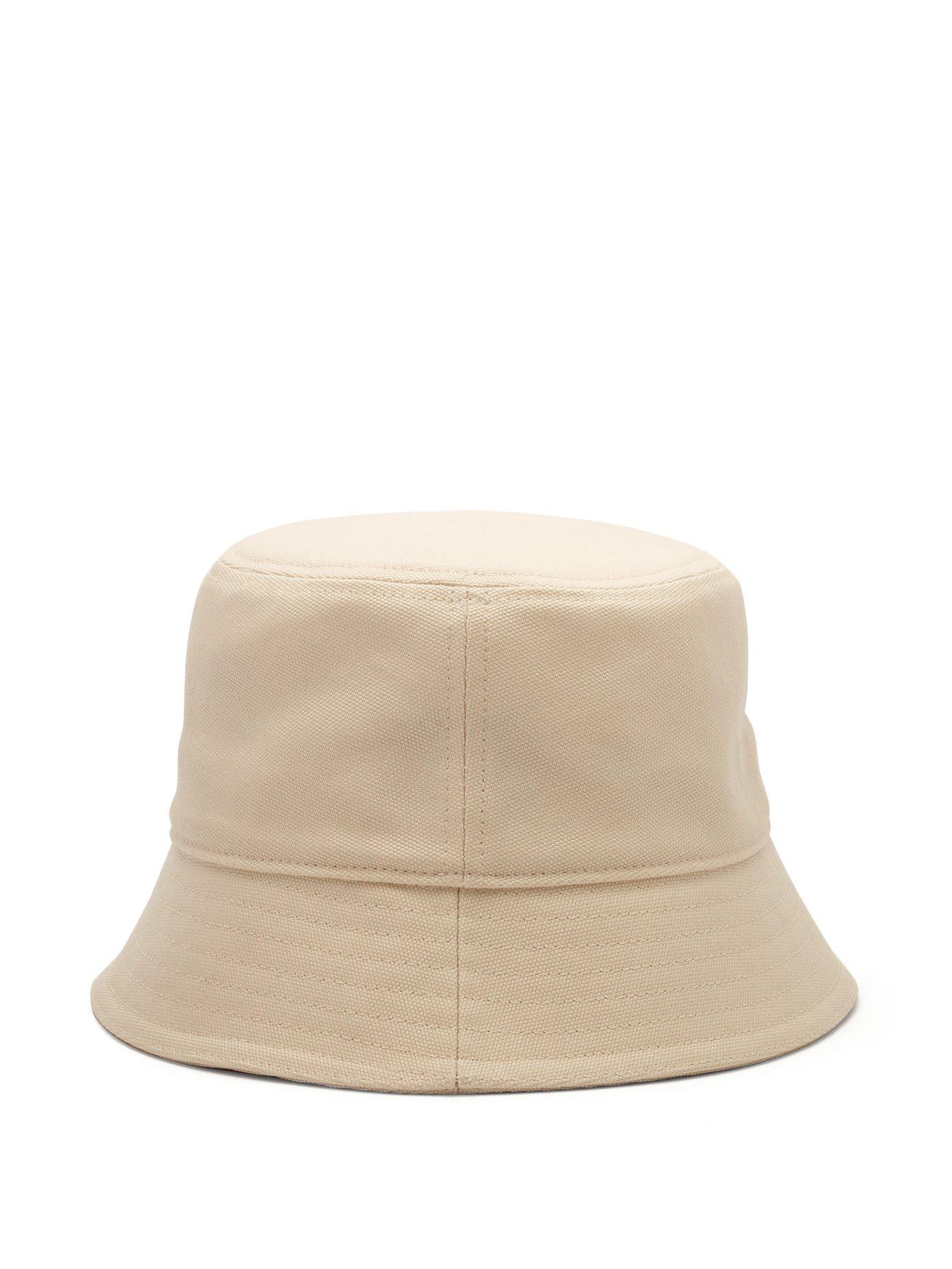 Prada Logo Print Canvas Bucket Hat in 