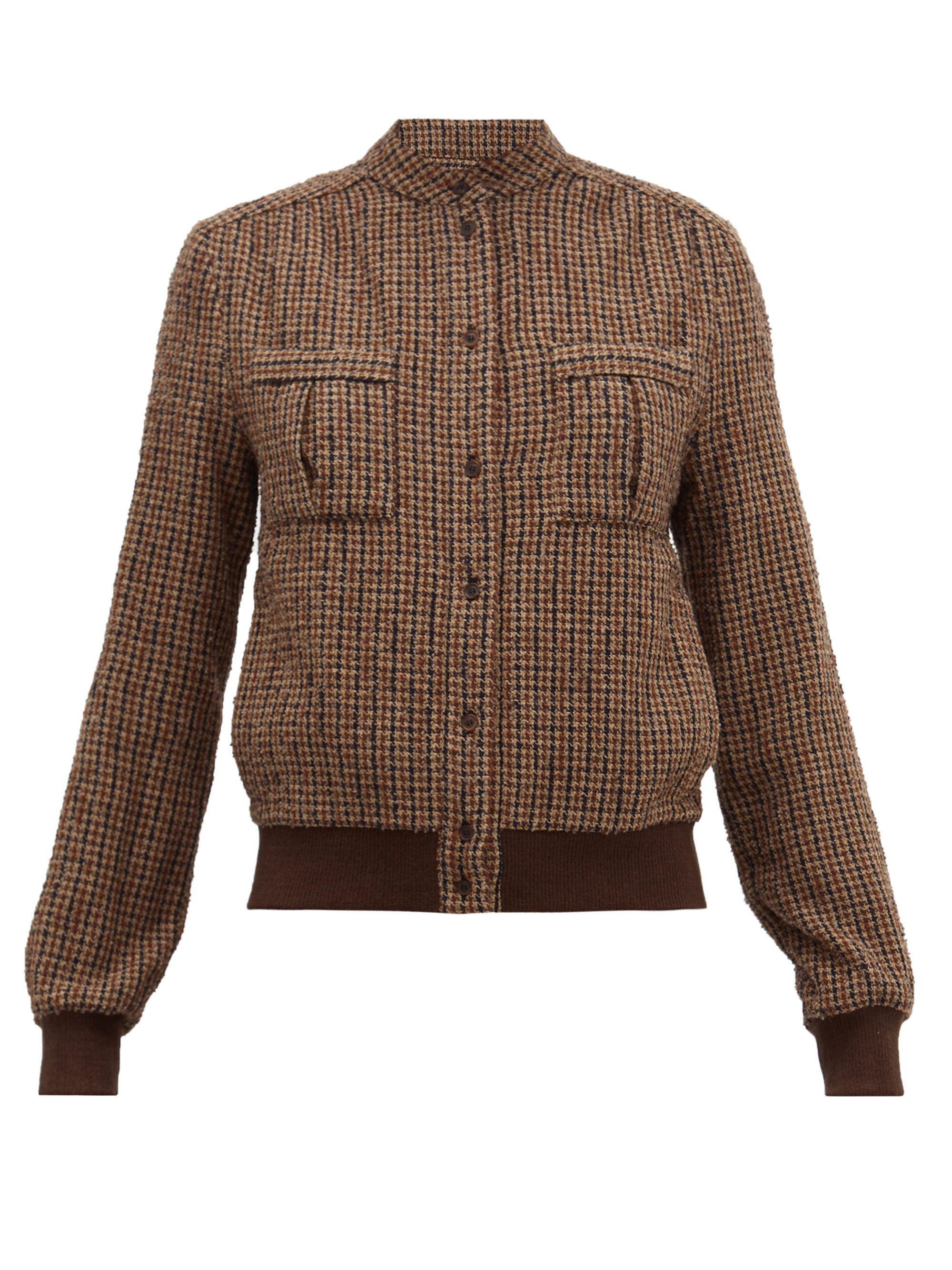 Raey Rib-trim Textured Tweed Shacket in Brown - Lyst