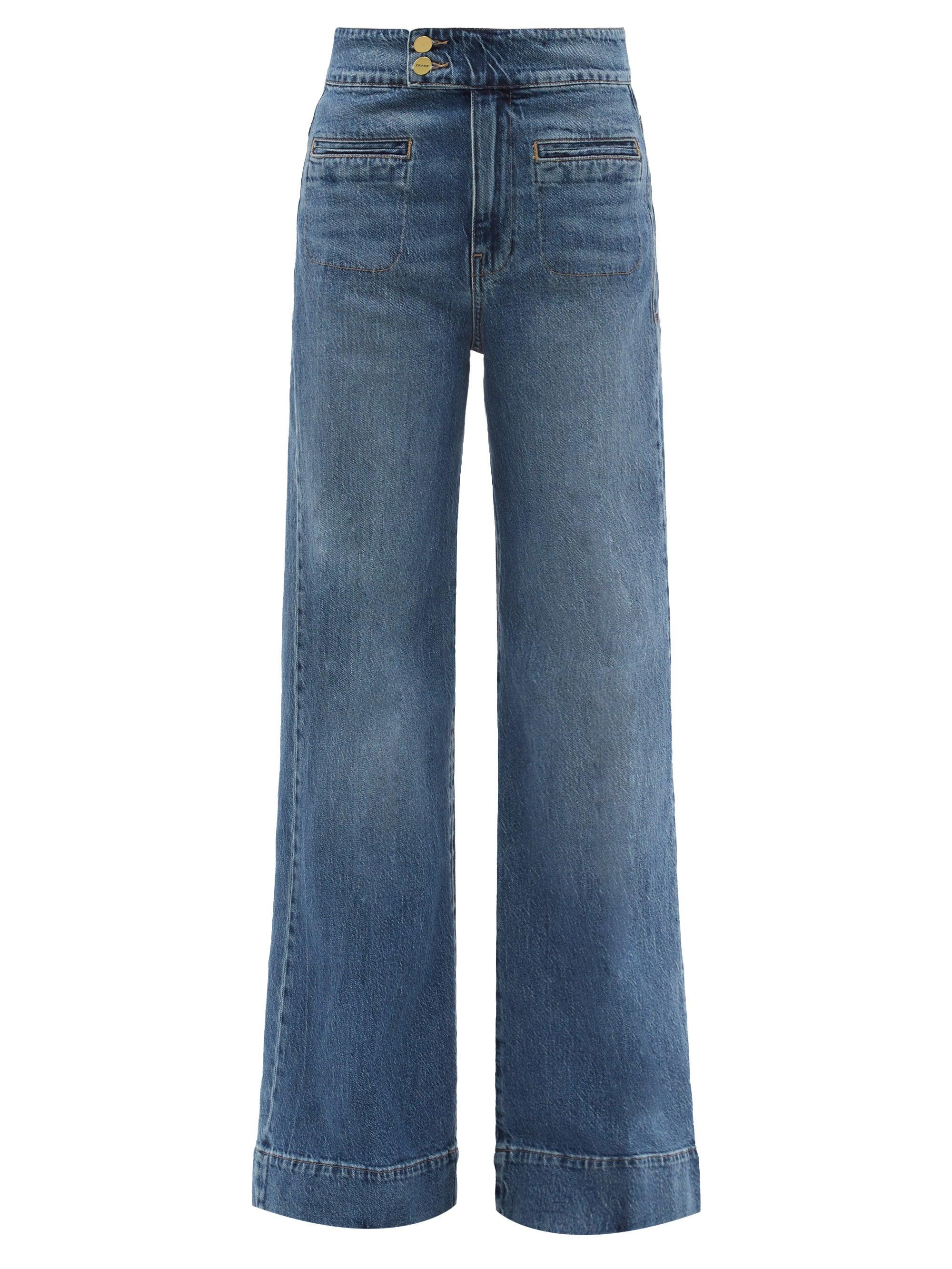FRAME Le Hardy High-rise Wide-leg Jeans in Blue | Lyst
