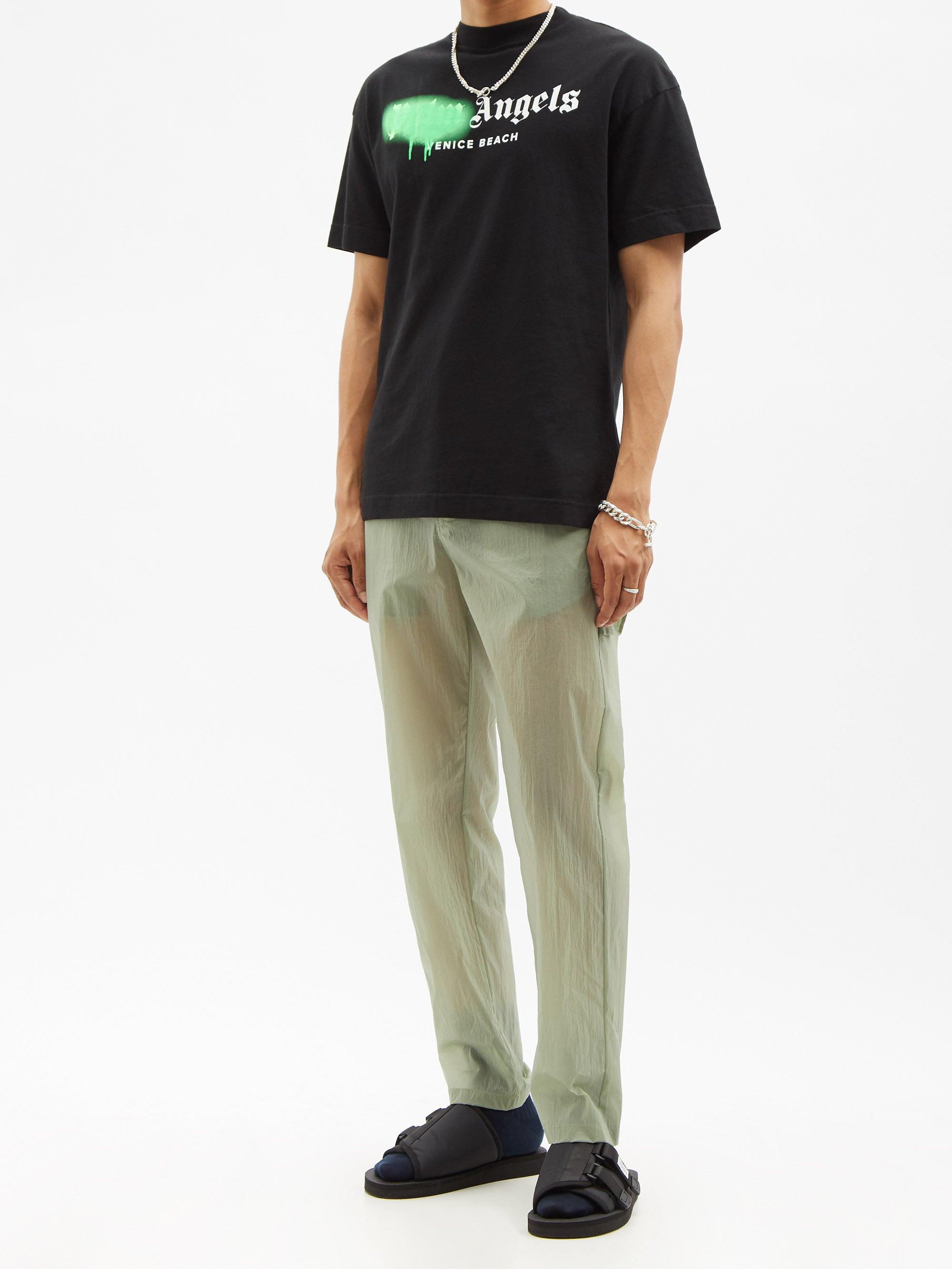 Palm Angels Black \u0026 Green Sprayed Logo 