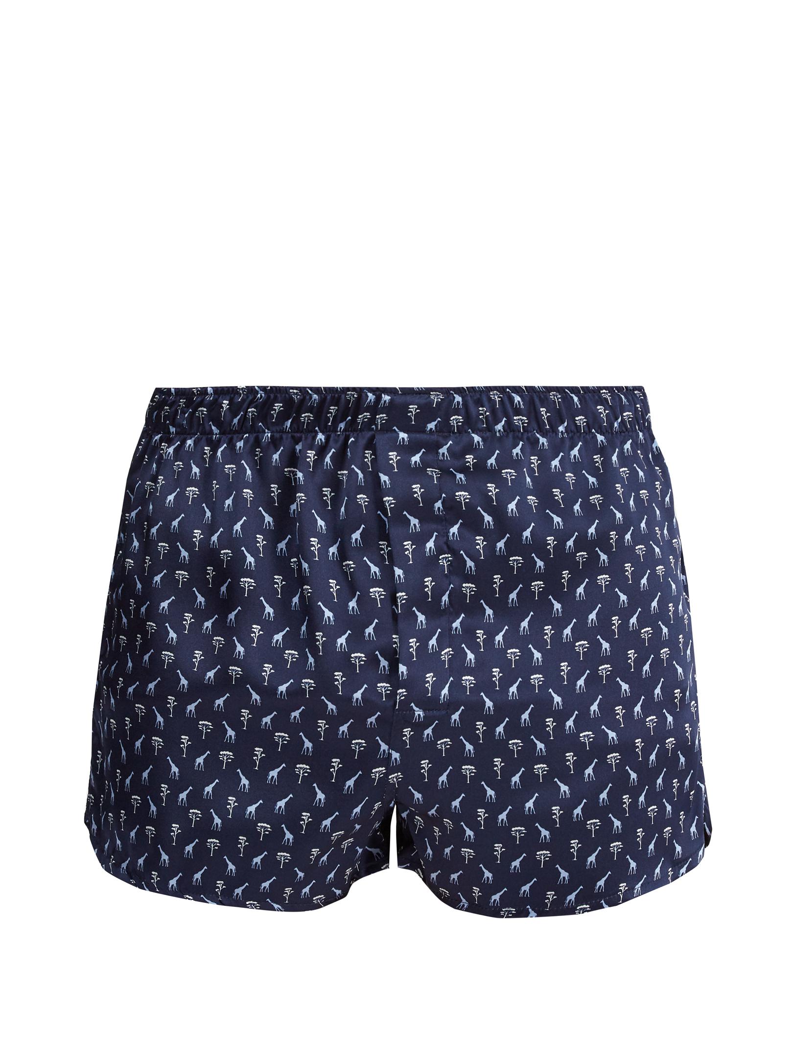 blue silk boxer shorts