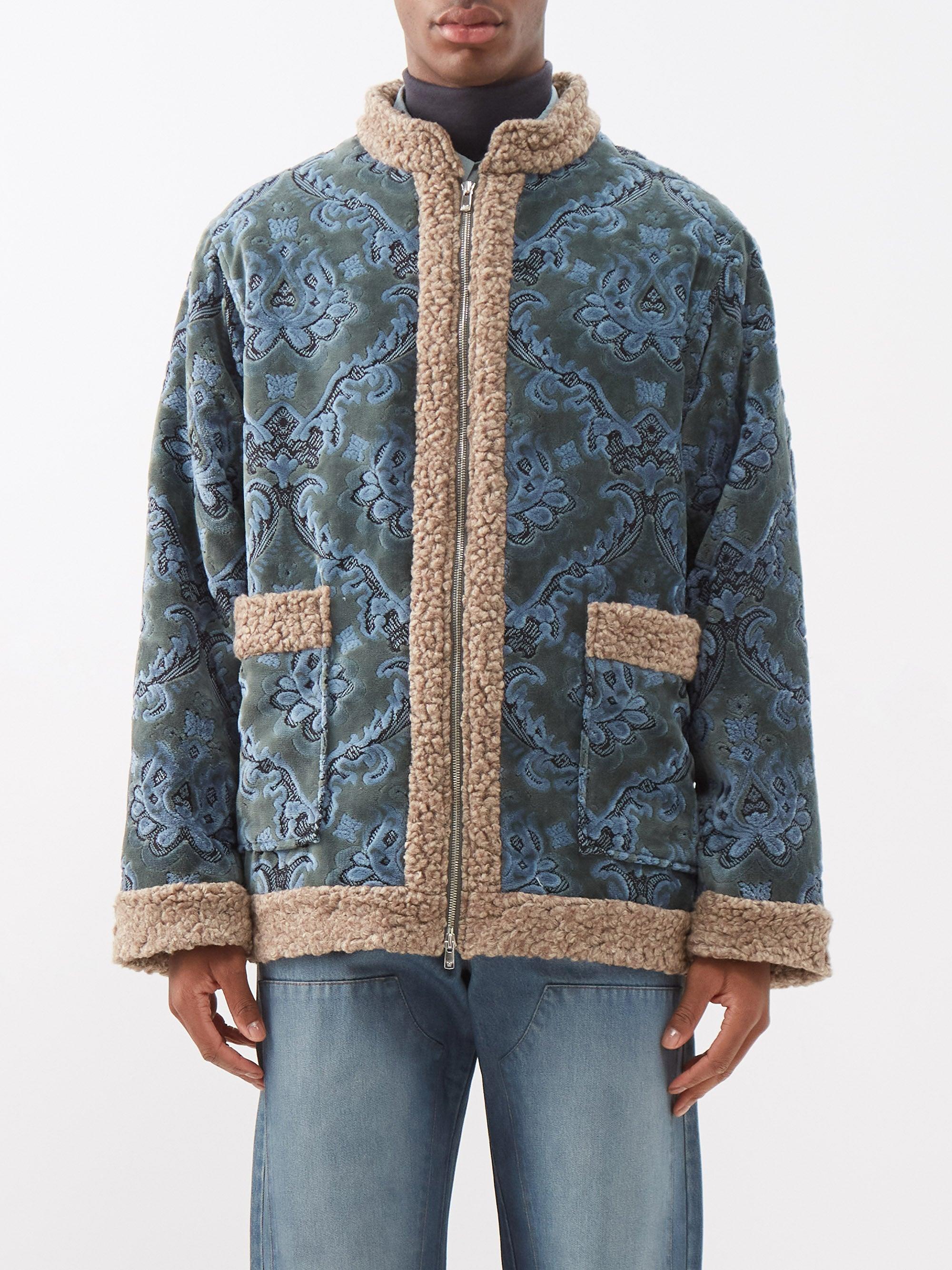 Needles Damask Velvet And Fleece Jacket in Blue for Men | Lyst