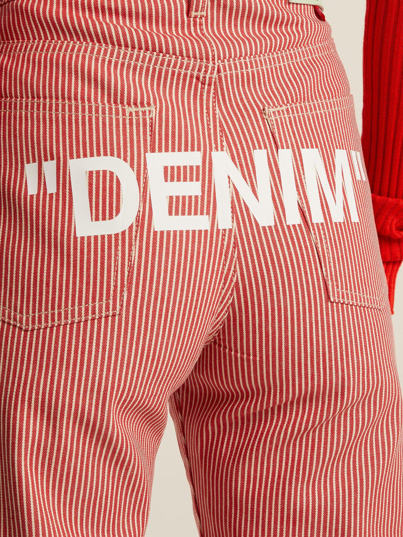 Off-White c/o Abloh Denim Striped High Rise Leg Jeans in Red Stripe (Red) - Lyst