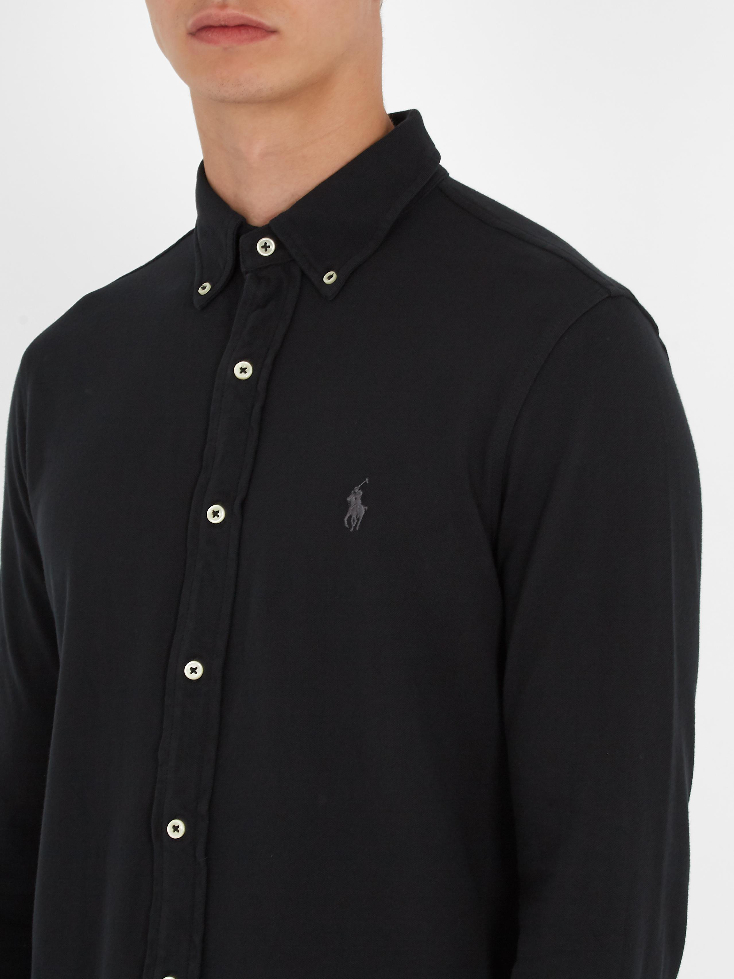Polo Ralph Lauren Mesh-knit Cotton Oxford Shirt in Black for Men 
