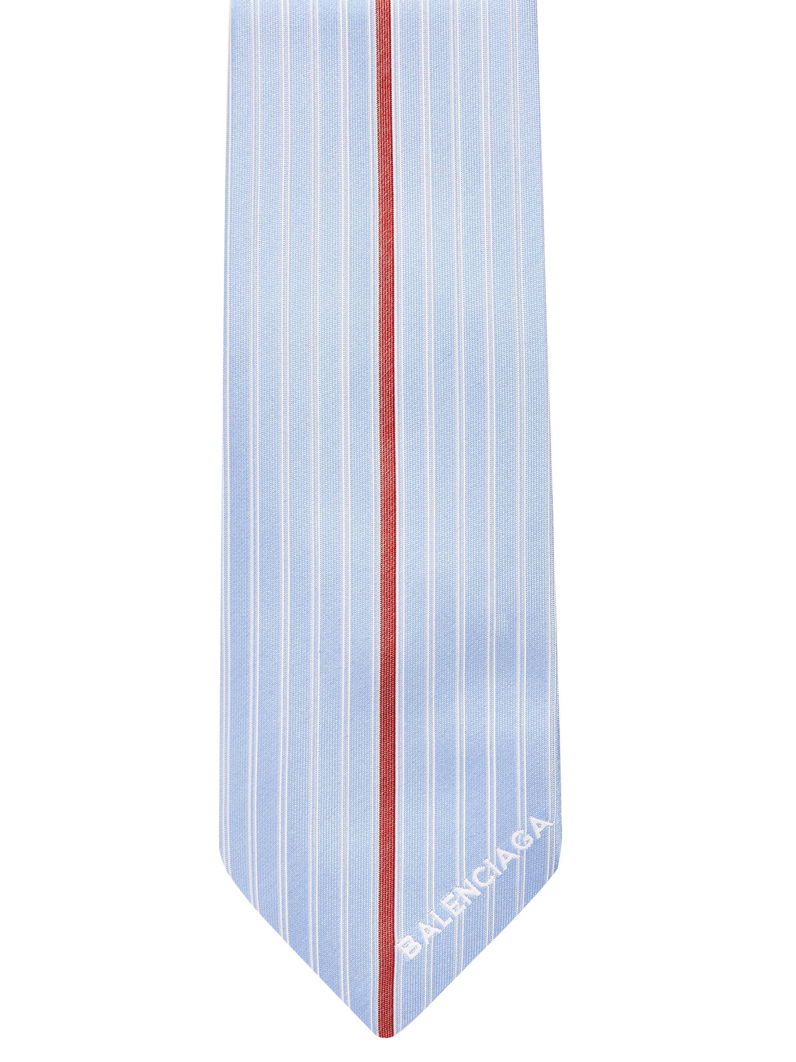 Balenciaga Logo-embroidered Striped Silk Tie in Blue for Men - Lyst