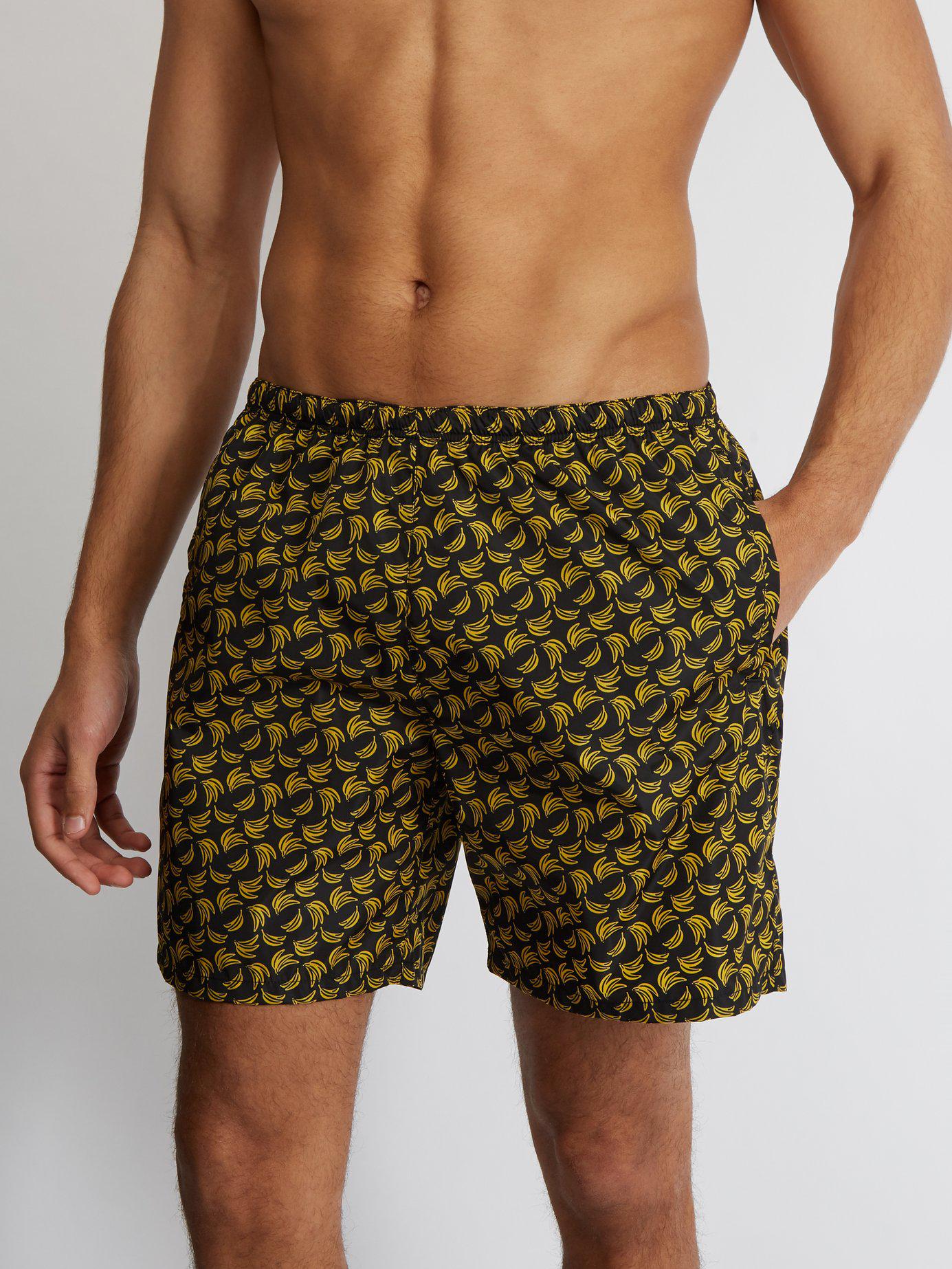 Prada Synthetic Banana Print Swim Shorts for Men - Lyst