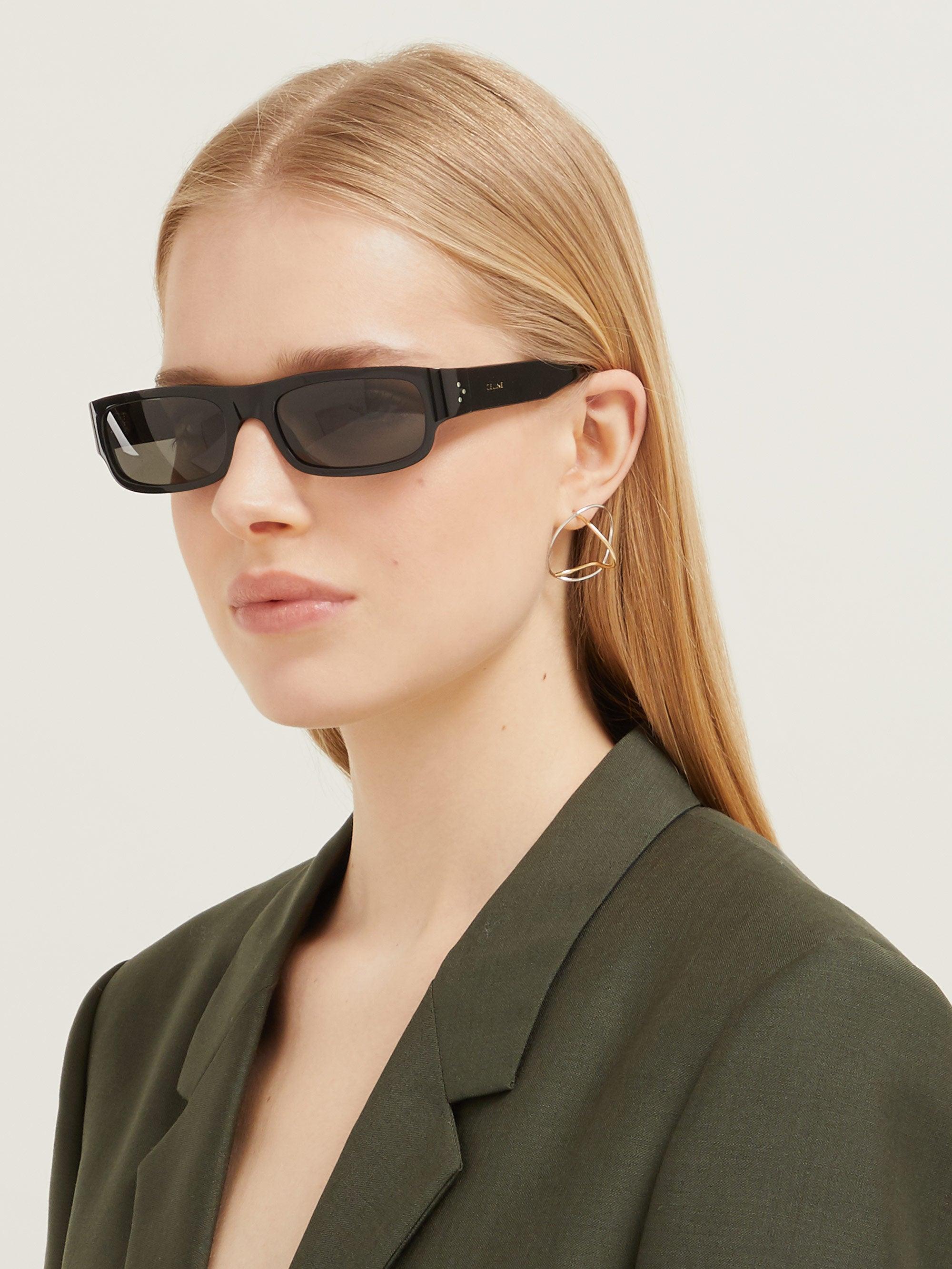 Celine Show Rectangular Acetate Sunglasses in Black