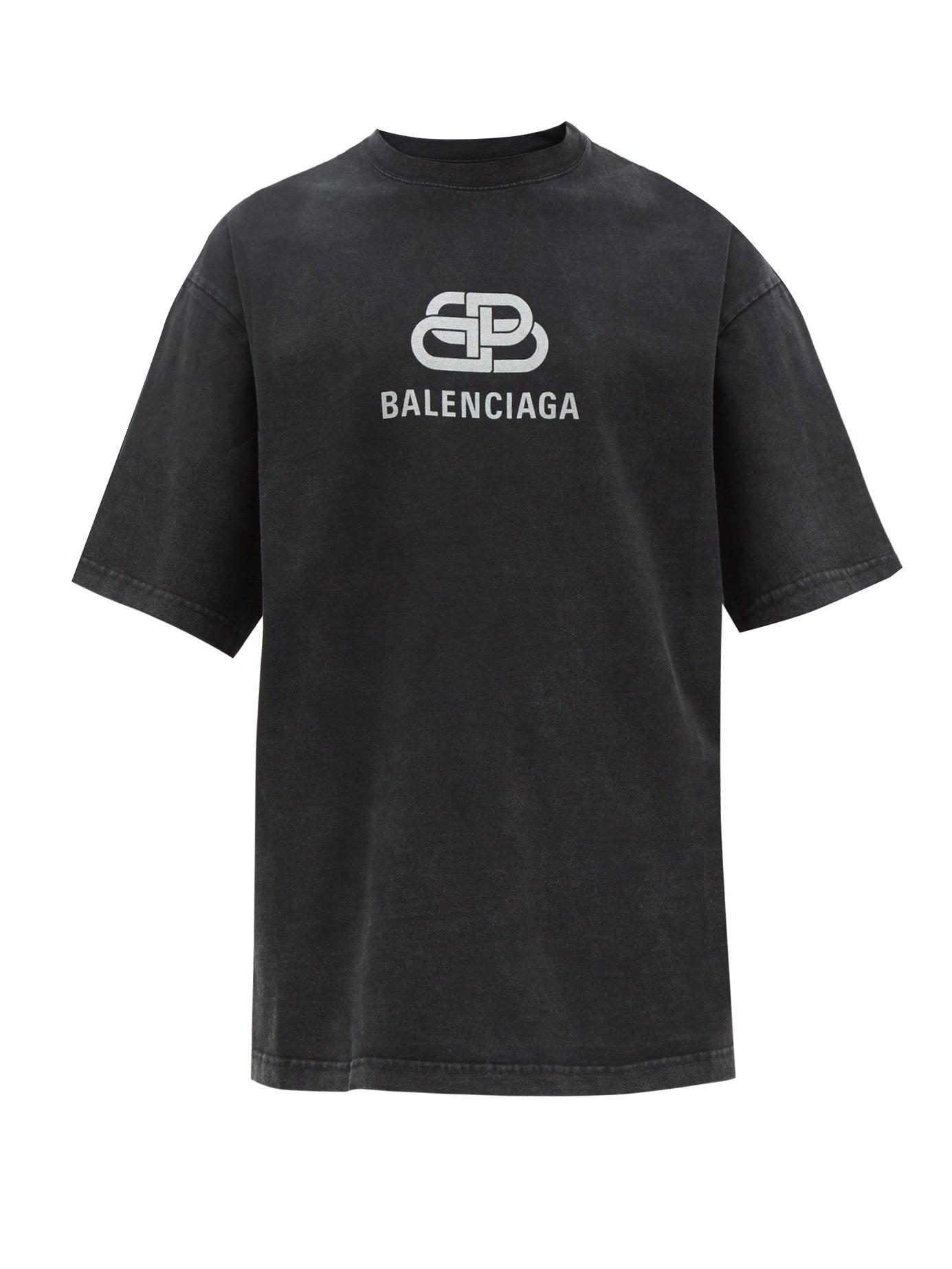 Balenciaga Washed Print Cotton T Shirt in Black for | Lyst