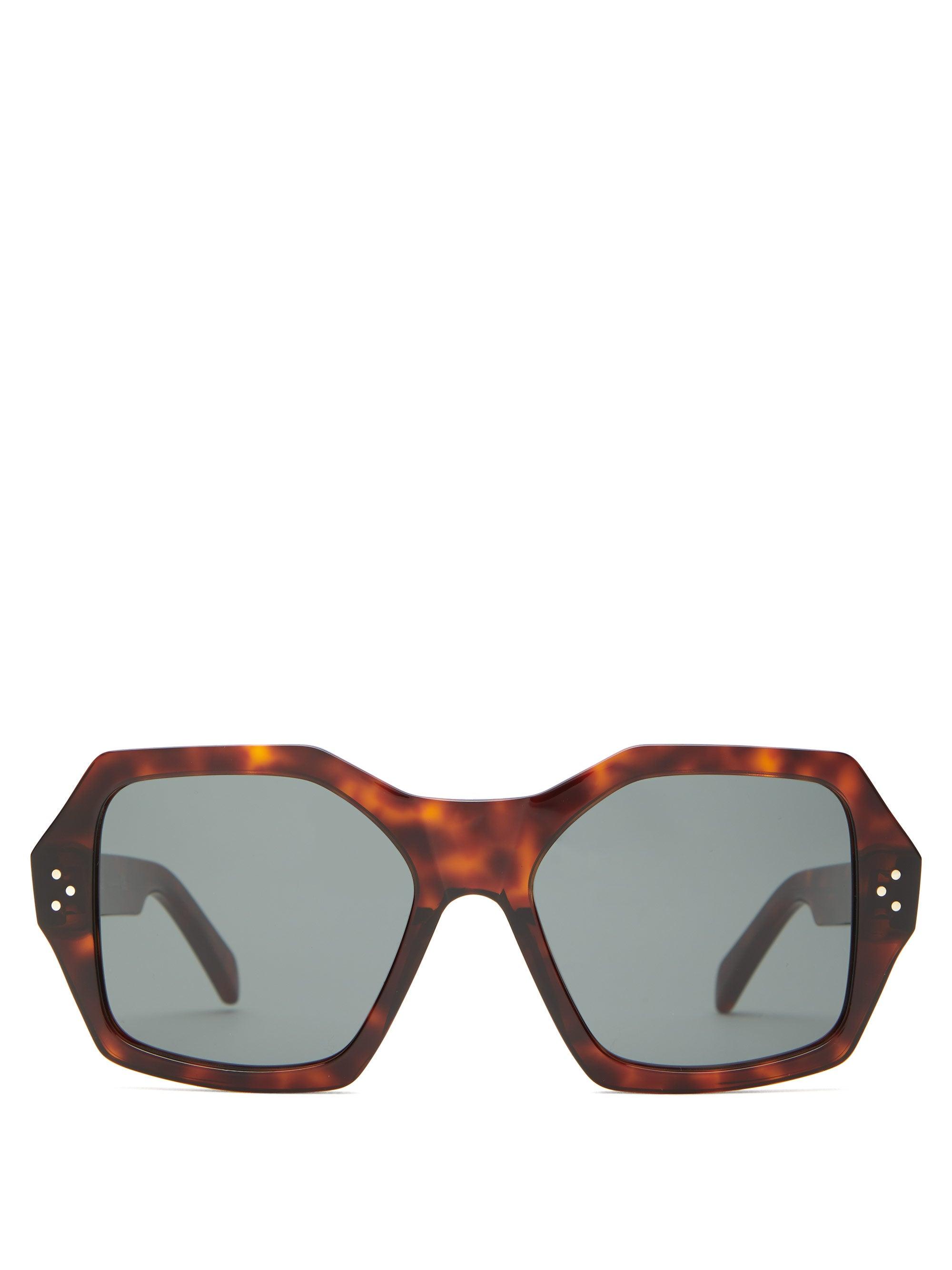 Celine Angular Square Acetate Sunglasses in Brown - Lyst