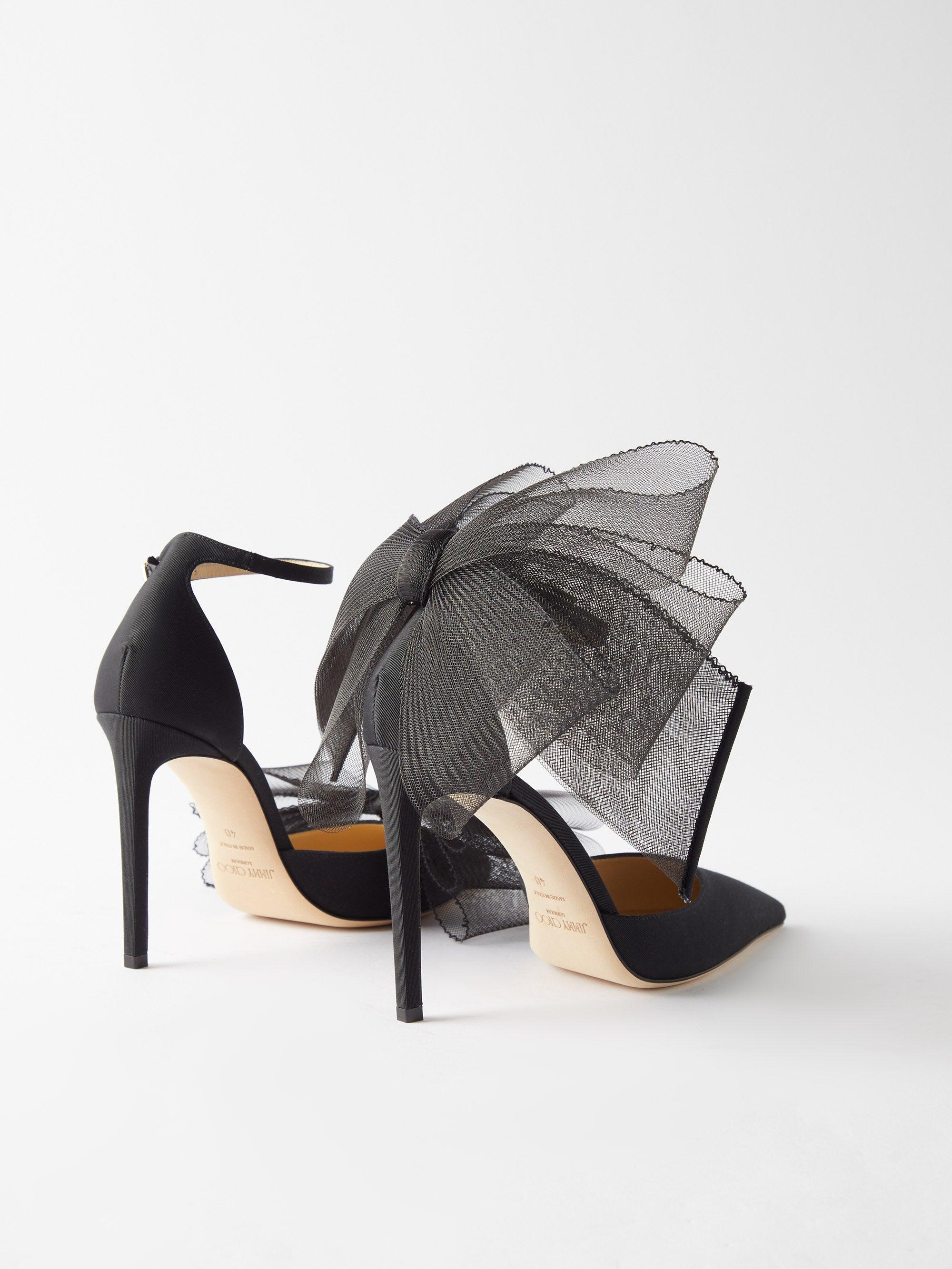 Jimmy Choo Averly 100 Bow-trim Leather Pumps in Black | Lyst