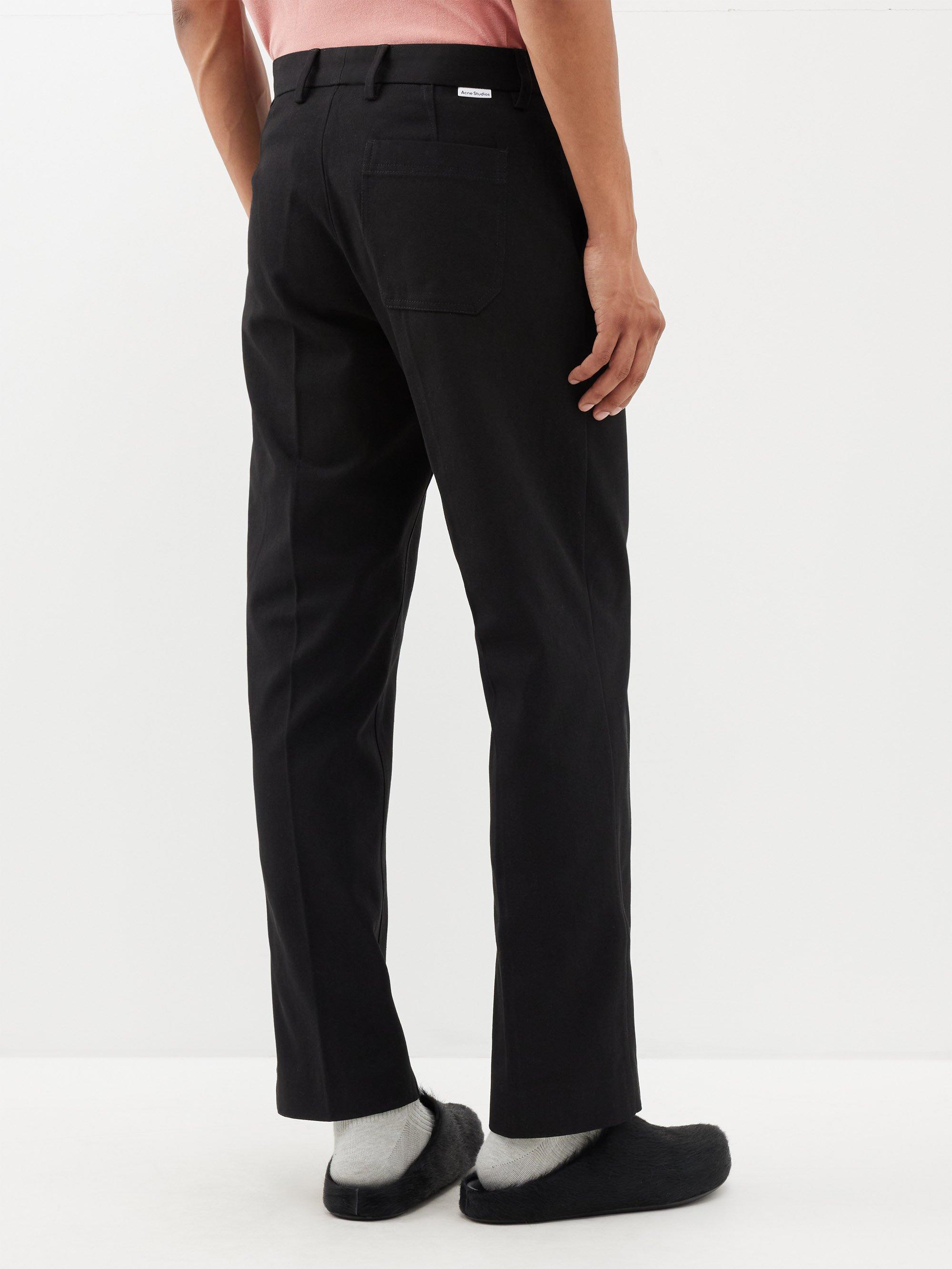 Black Ayonne cotton-blend twill trousers, Acne Studios