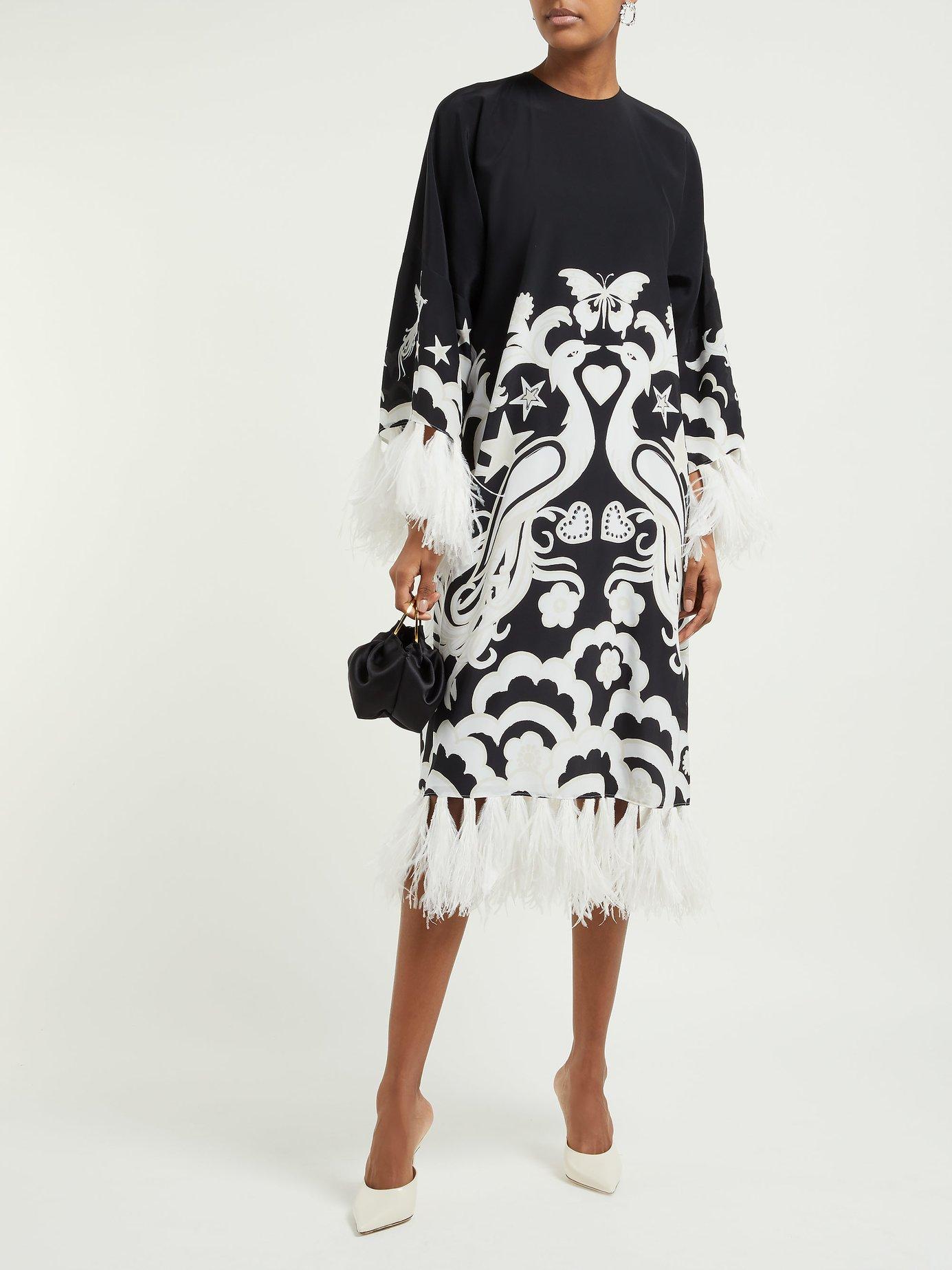 Printed Silk-crepe Midi Dress 