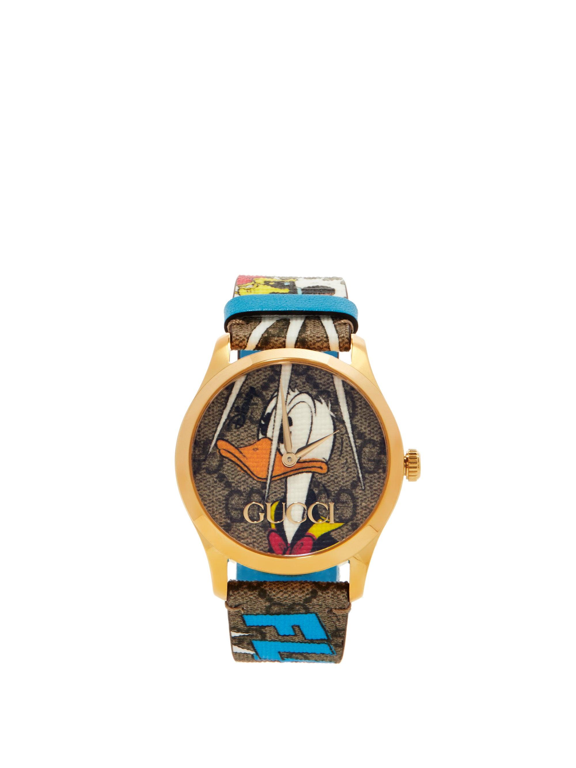 Gucci X Disney G-timeless Donald Duck Gg-canvas Watch for Men | Lyst