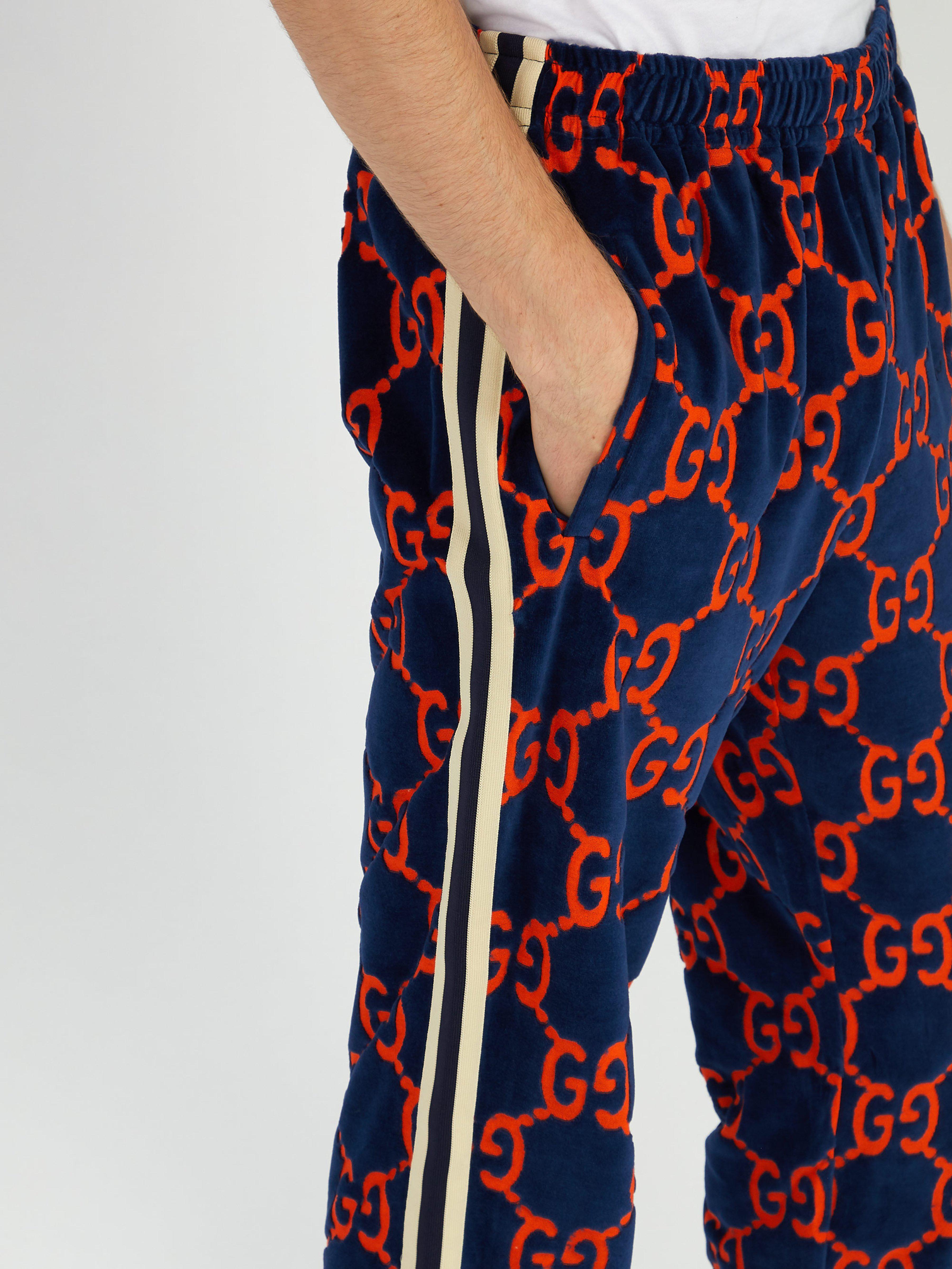 Pantalon de jogging en velours dévoré GG Gucci pour homme en coloris Bleu |  Lyst