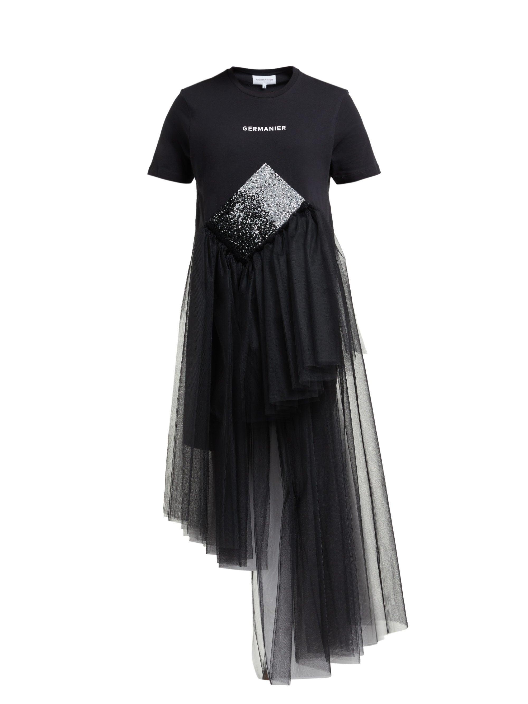 Germanier Tulle And Crystal-embellished T-shirt Dress in Black | Lyst