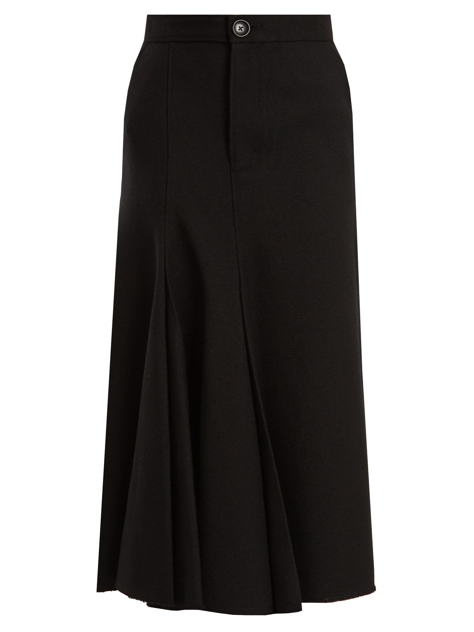 JOSEPH Laurel Asymmetric Wool Midi Skirt in Black - Lyst
