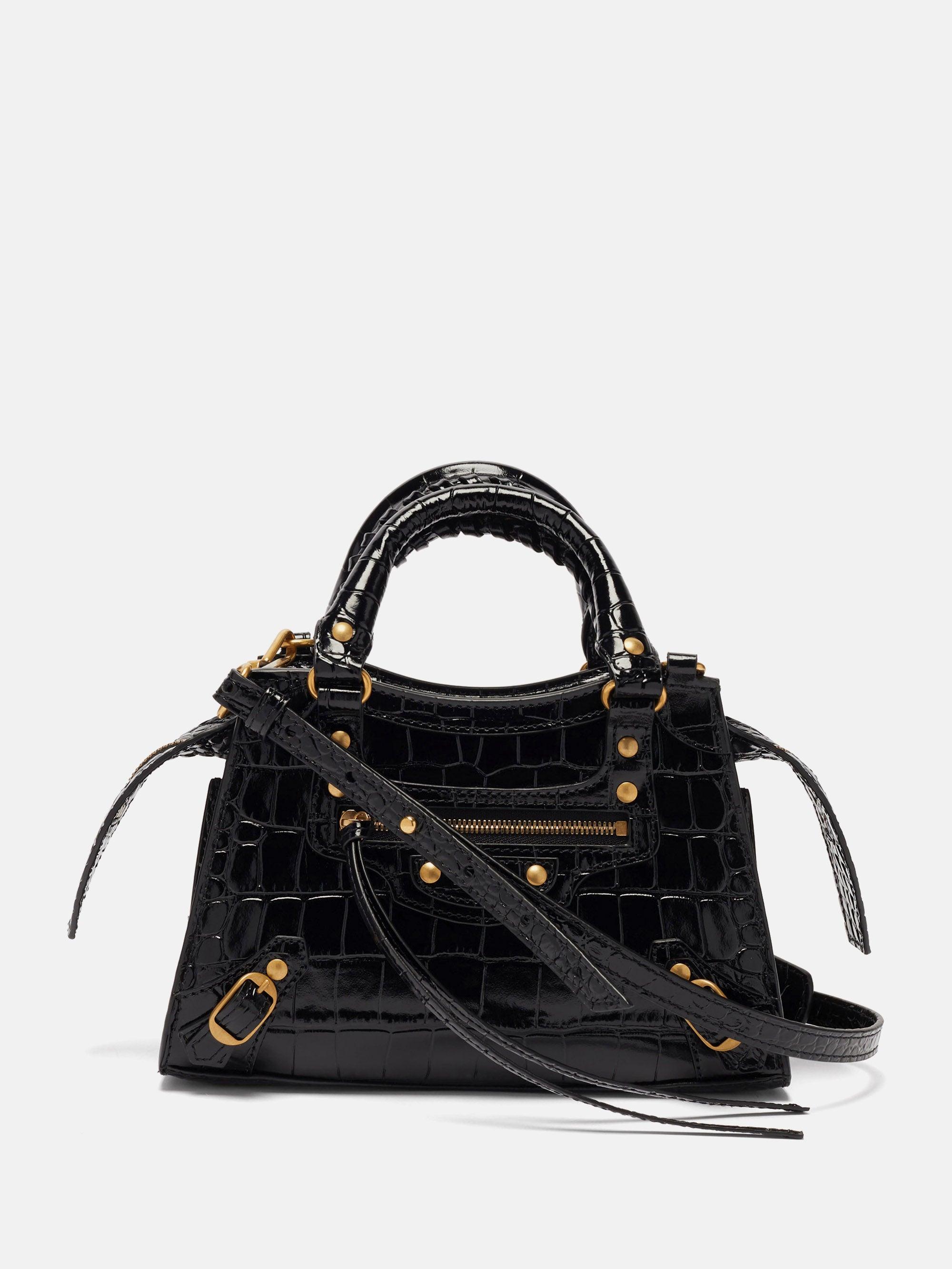 Balenciaga Neo Classic City Mini Crocodile-effect Leather Bag in Black