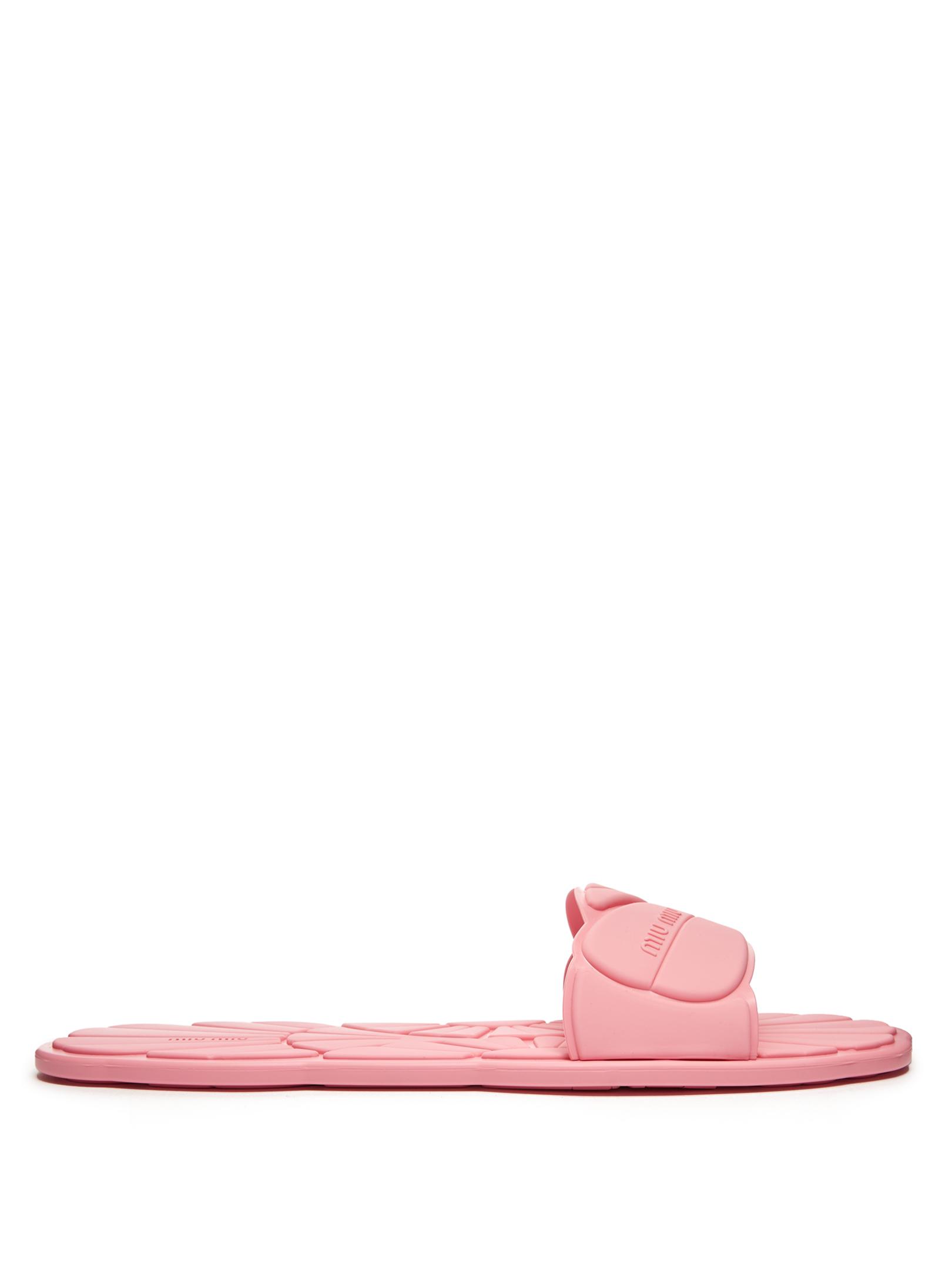 Miu Miu Flower-embossed Rubber Pool Slides in Light Pink (Pink) | Lyst