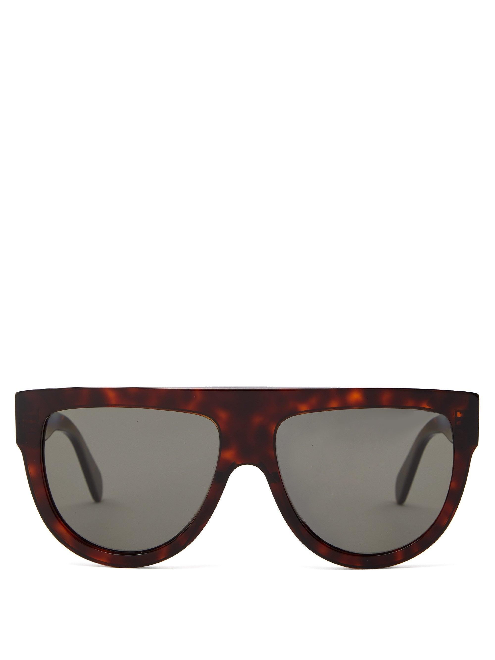Celine Flat-top Tortoiseshell-effect Acetate Sunglasses in Brown - Lyst