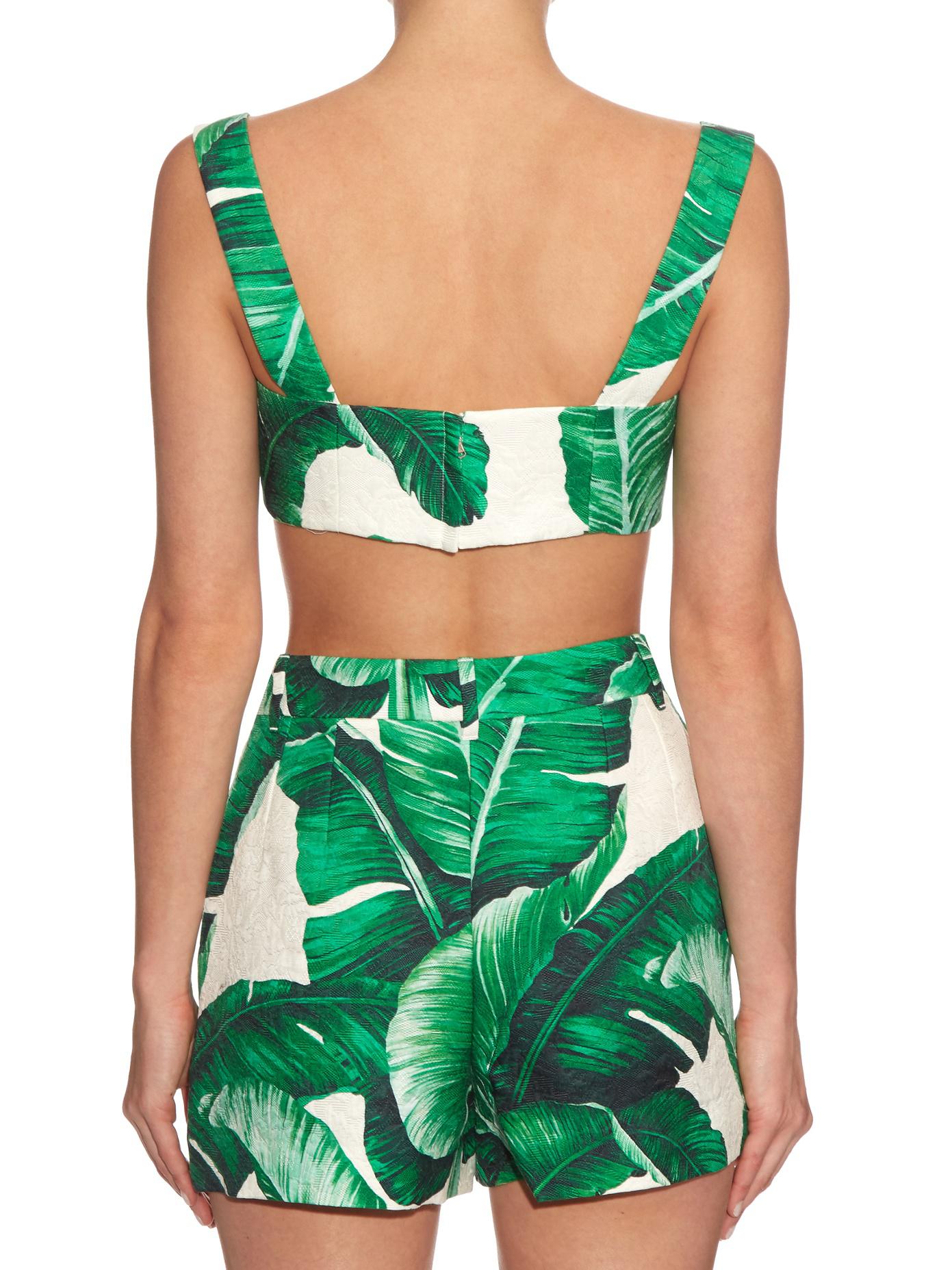 Dolce Gabbana Banana Leaf print Cropped Top in Green Lyst UK