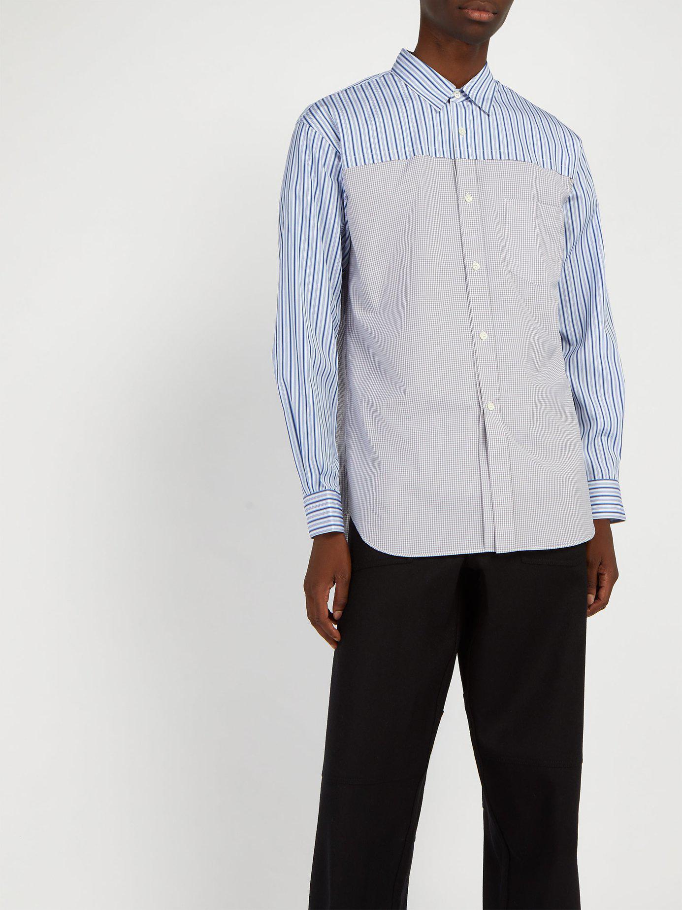 Comme des Garçons Contrast-panelled Cotton Shirt in Gray for Men - Lyst