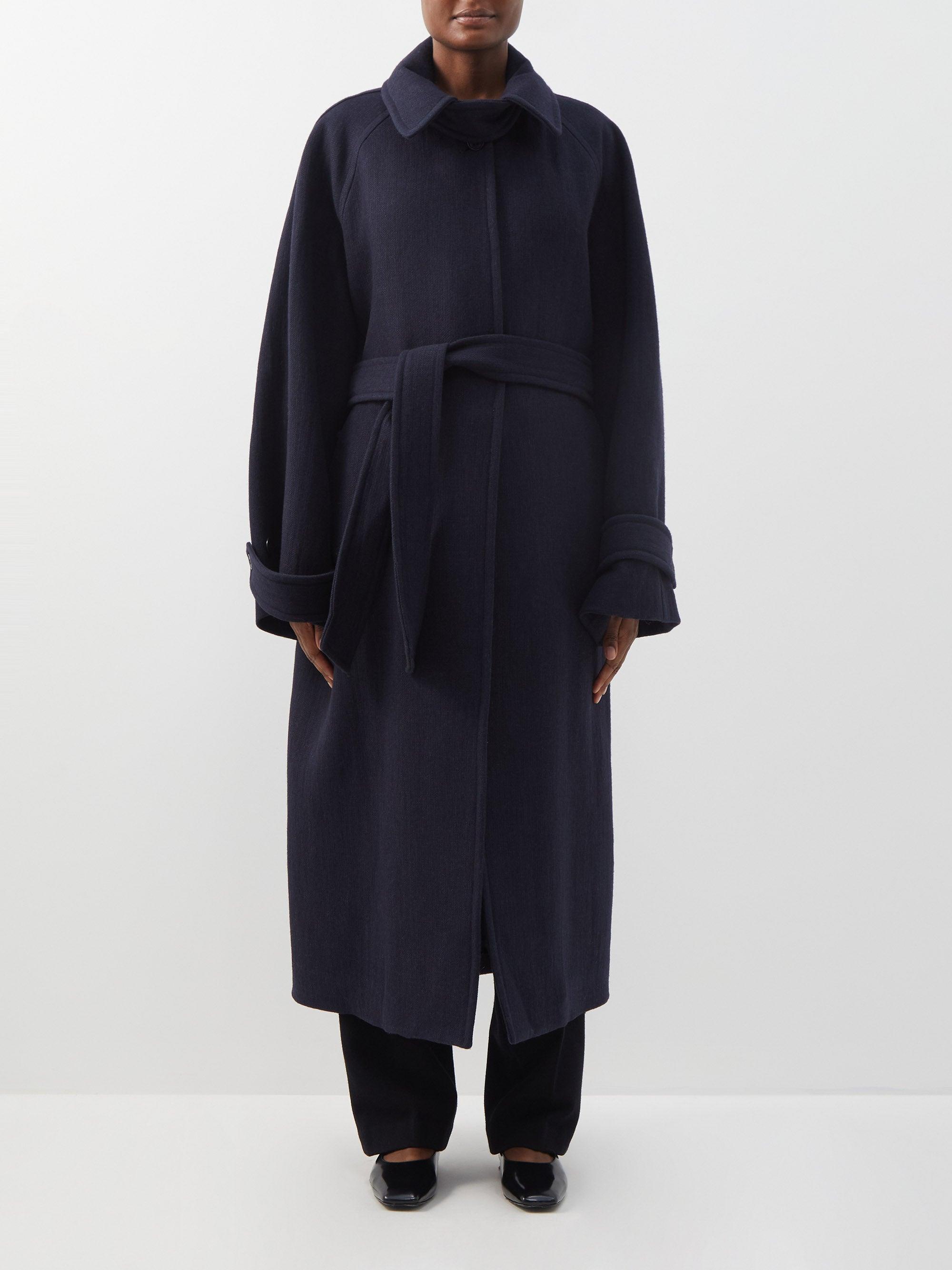 Raey Oversized Belted Raglansleeve Woolblend Coat in Blue Lyst Canada