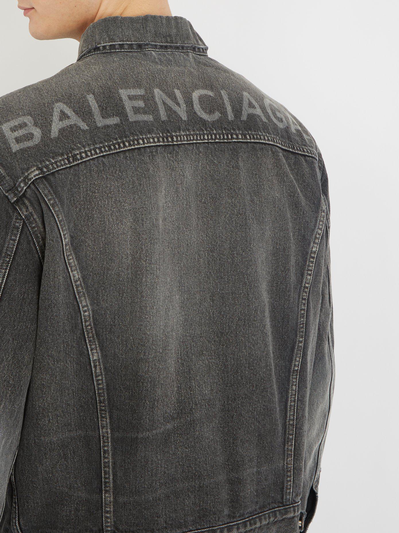 Balenciaga Logo-printed Denim Jacket in Grey (Gray) for Men - Lyst