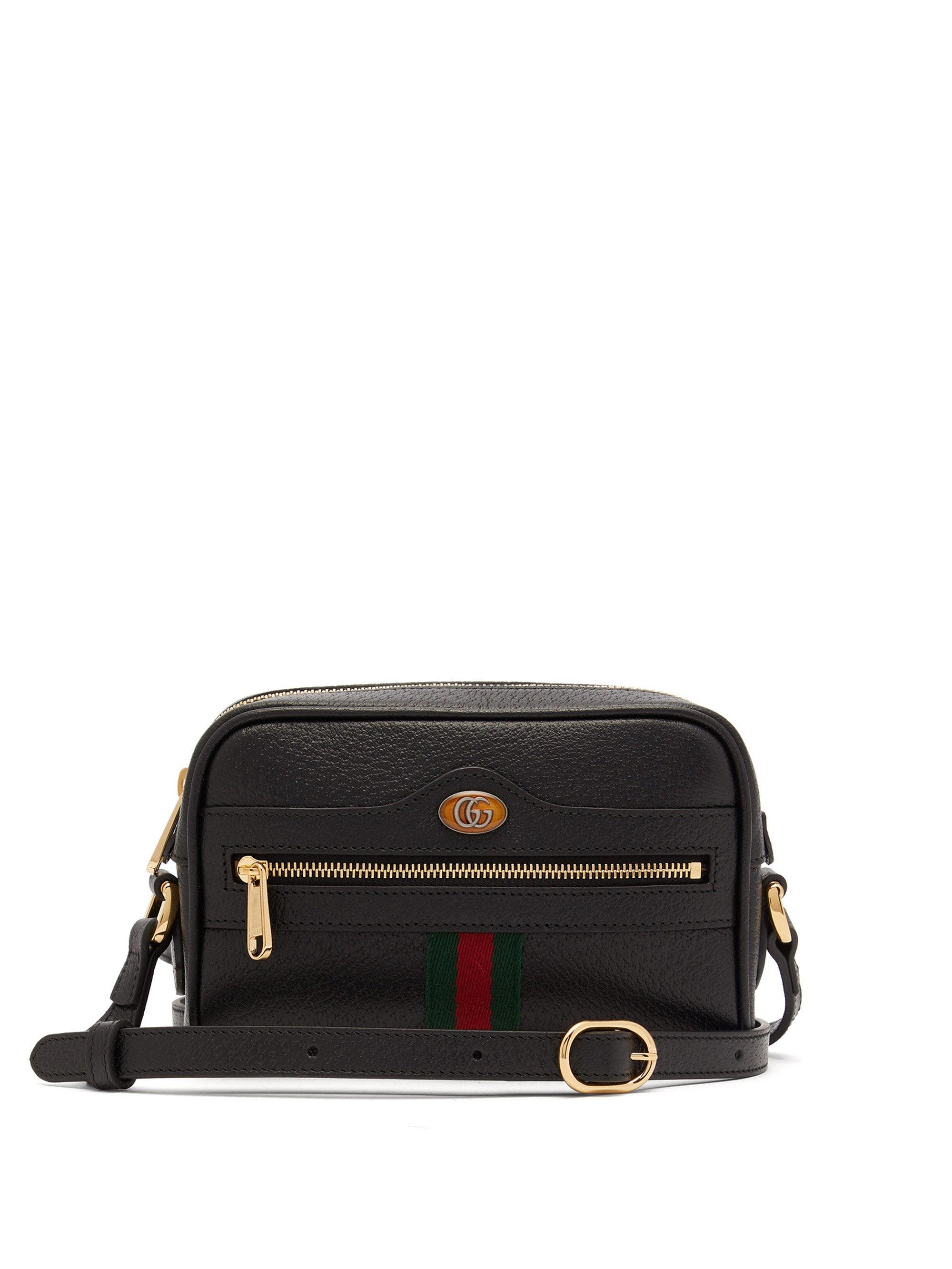 Gucci Ophidia Mini Leather Cross-body Bag in Black | Lyst