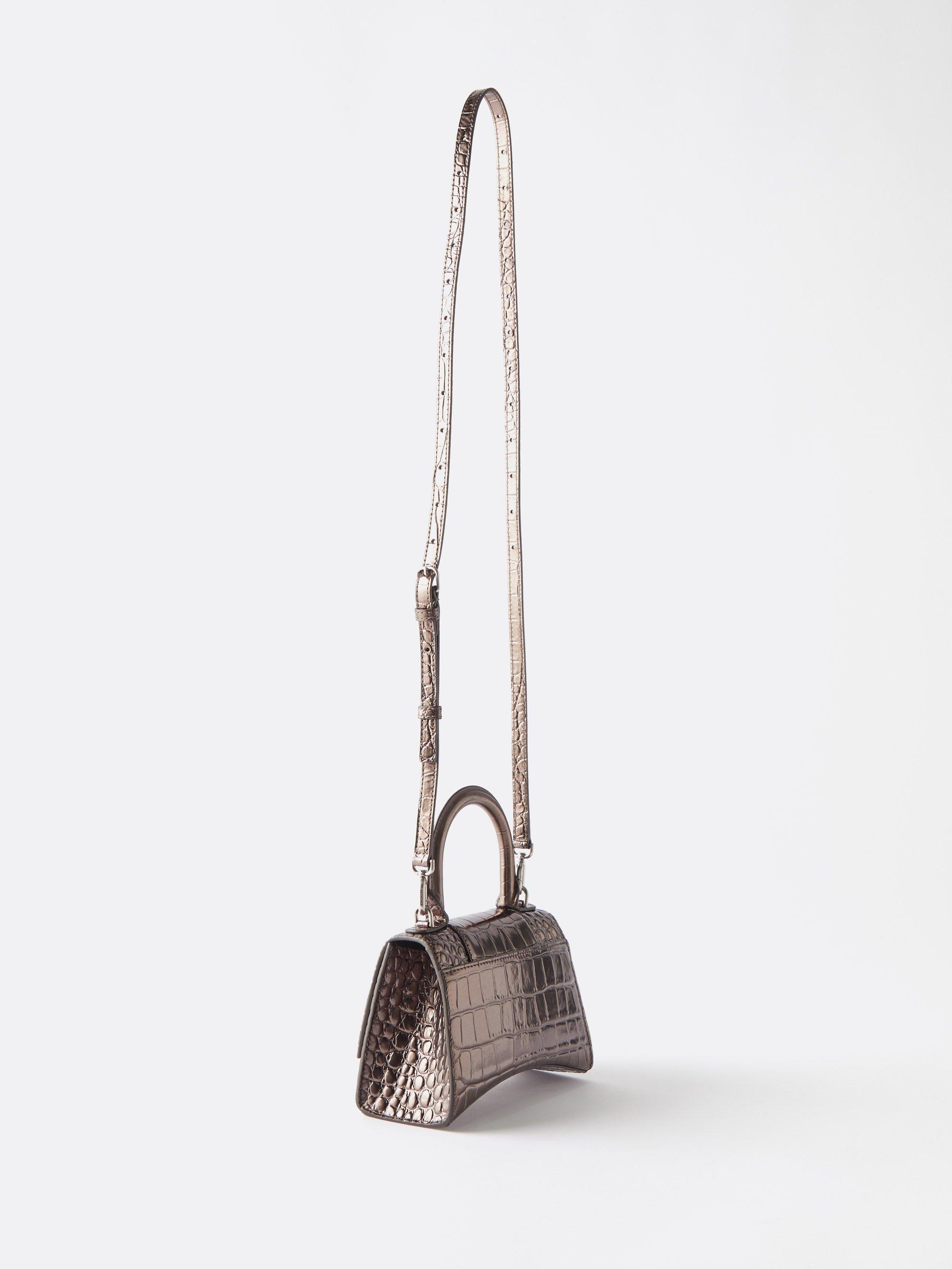 Hourglass XS Croc-Effect Leather Tote - Pink by Balenciaga