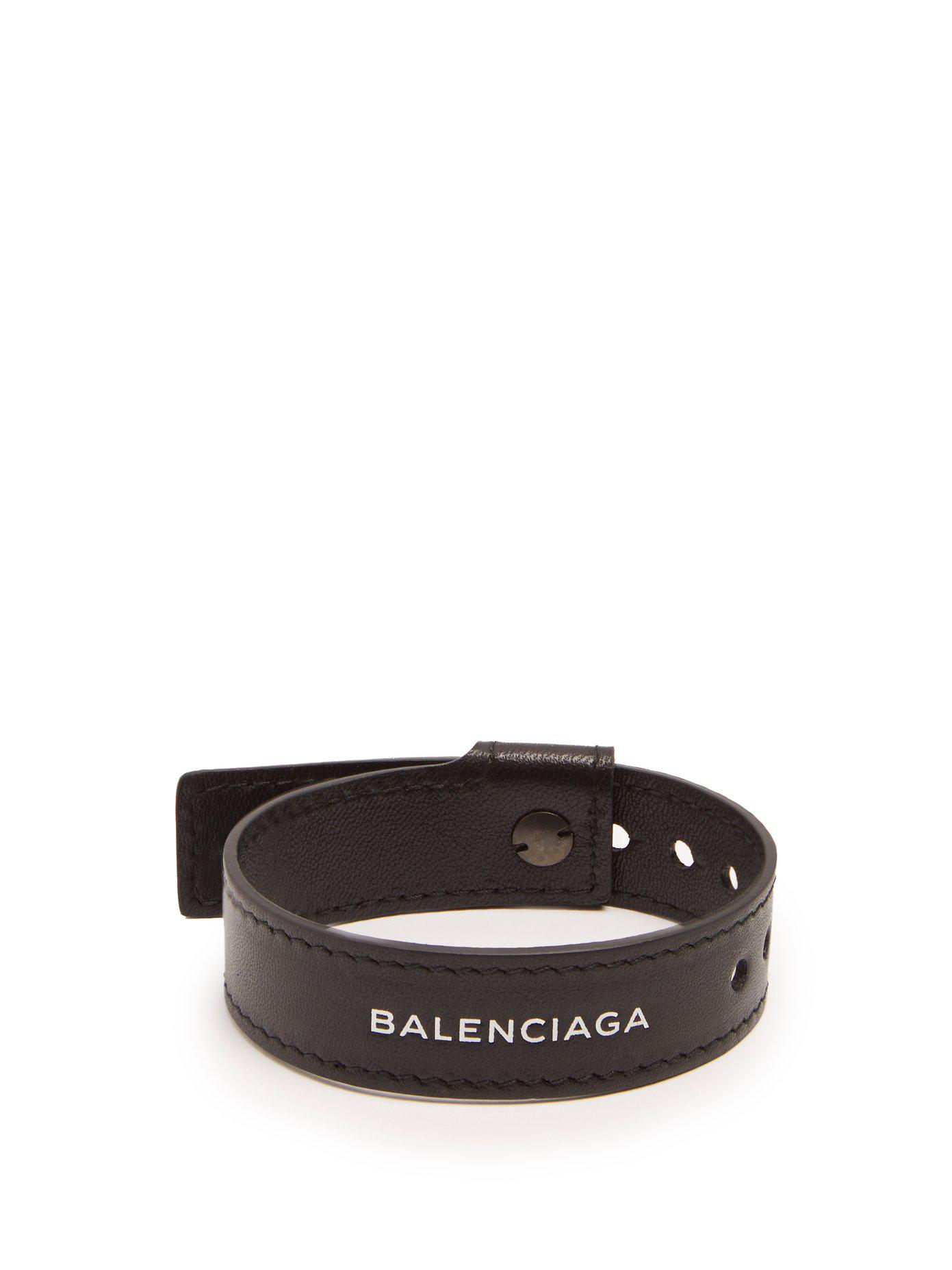 Balenciaga Cash Leather Bracelet (Black)