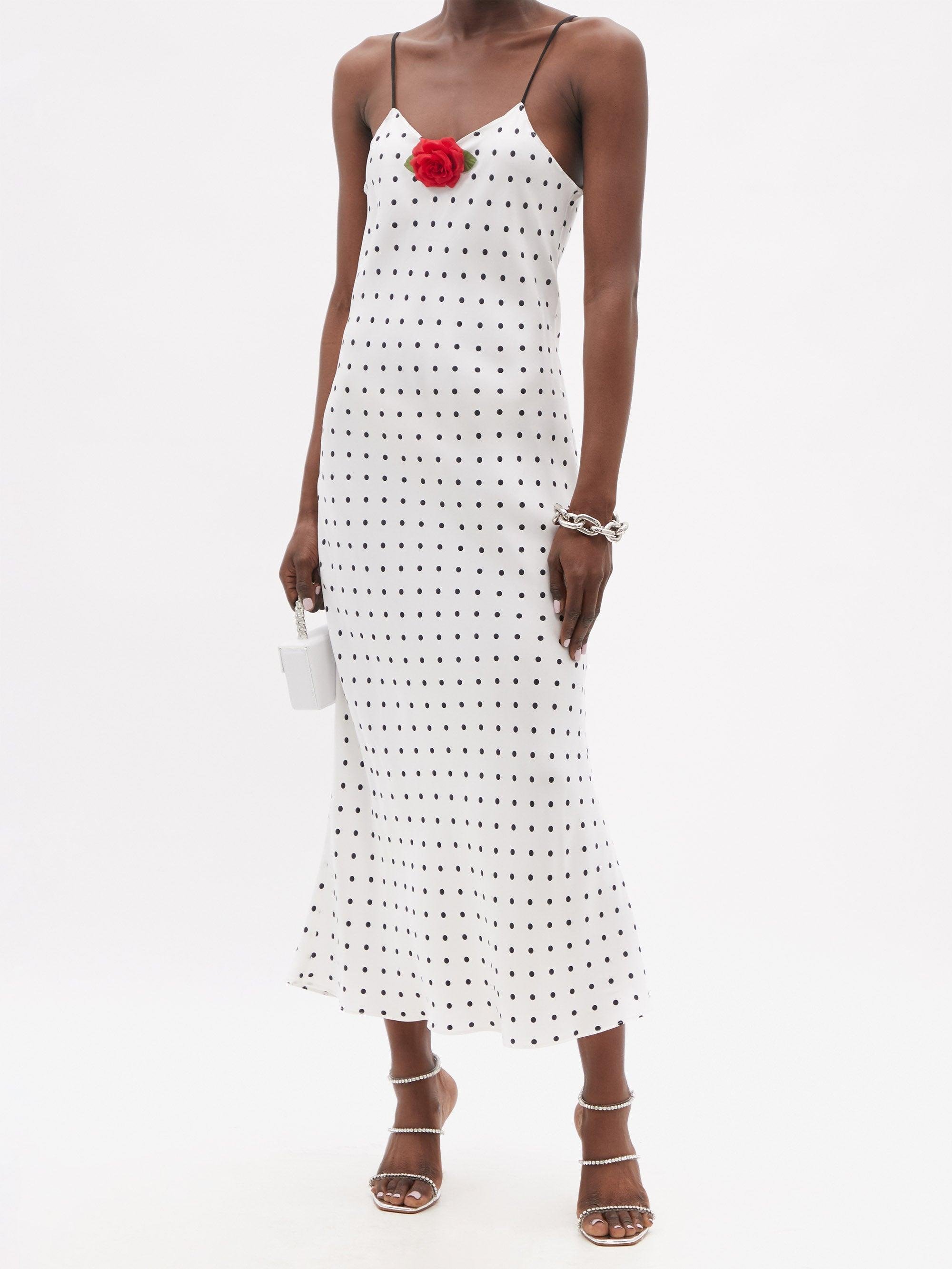 Rodarte Rose embellished Polka dot Silk Slip Dress in White Lyst