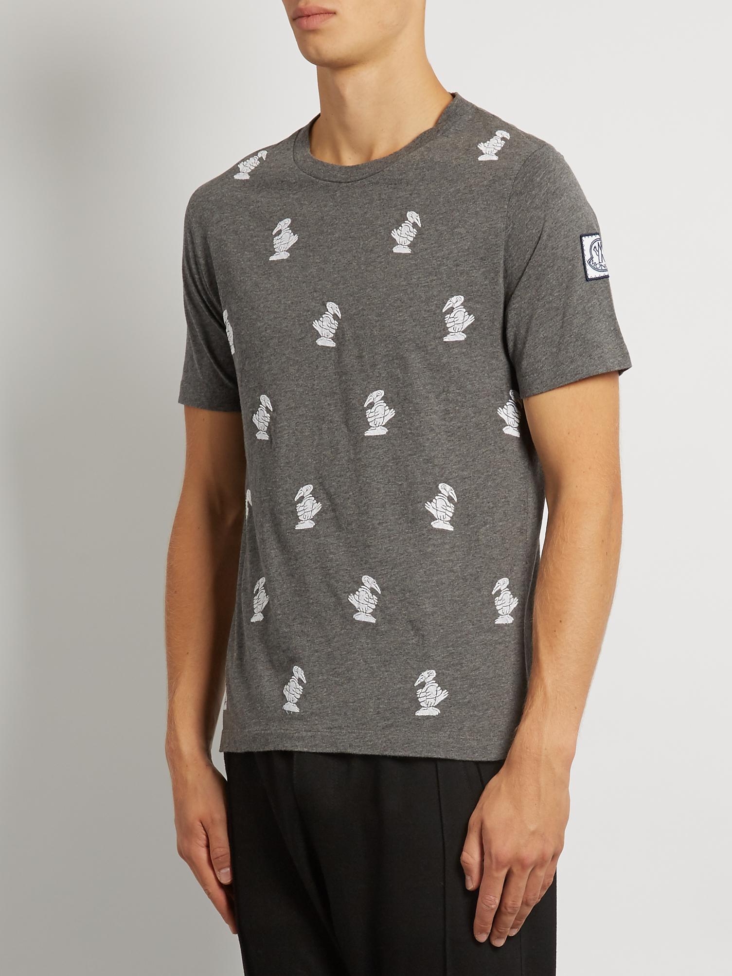 Moncler Gamme Bleu Duck-embroidered Crew-neck Cotton T-shirt in Gray for  Men - Lyst