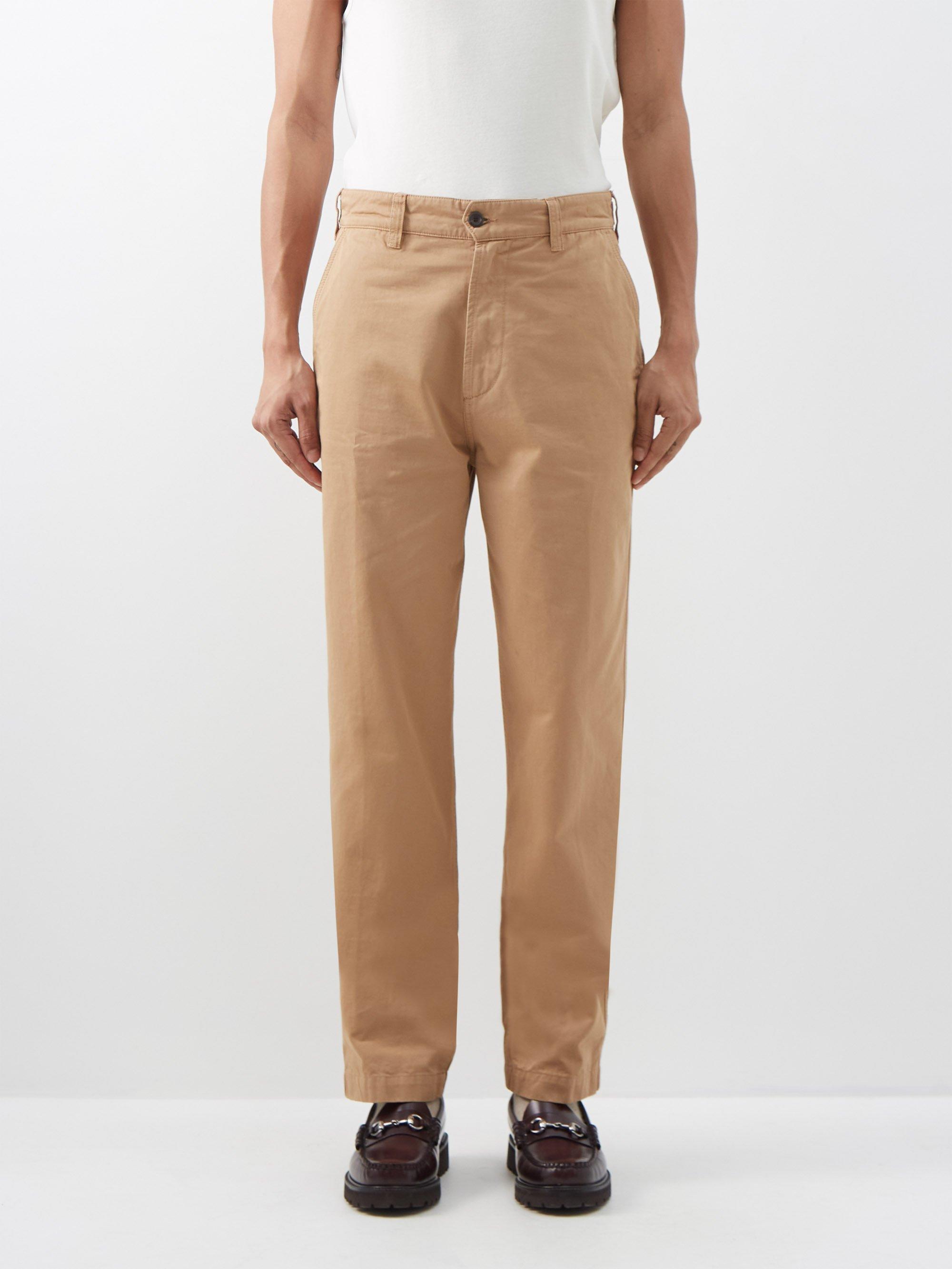 Drake's Flat-front Cotton-twill Chino Trousers in Natural for Men | Lyst